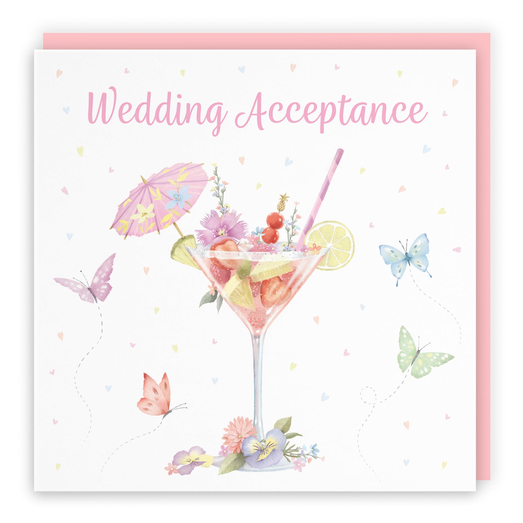 Pink Cocktail Wedding Acceptance Card Milo's Gallery