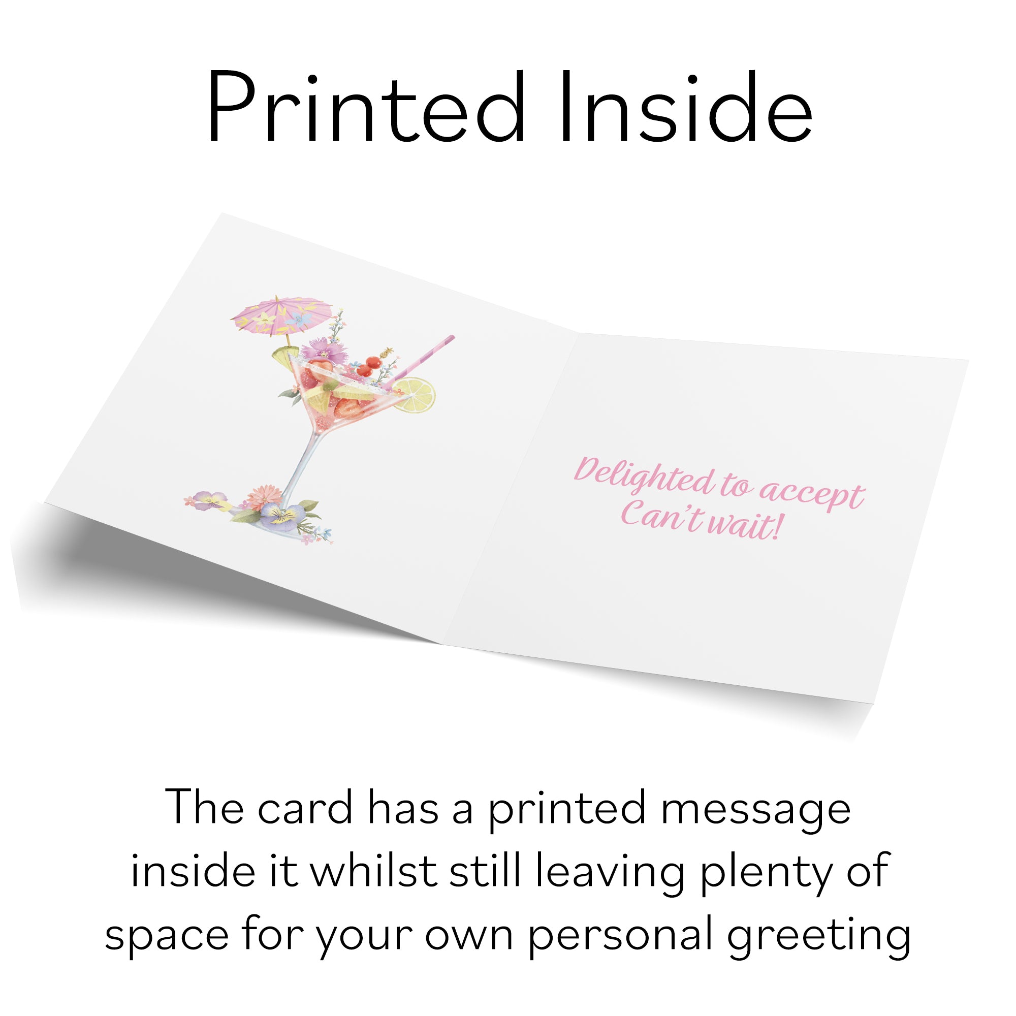 Pink Cocktail Wedding Acceptance Card Milo's Gallery
