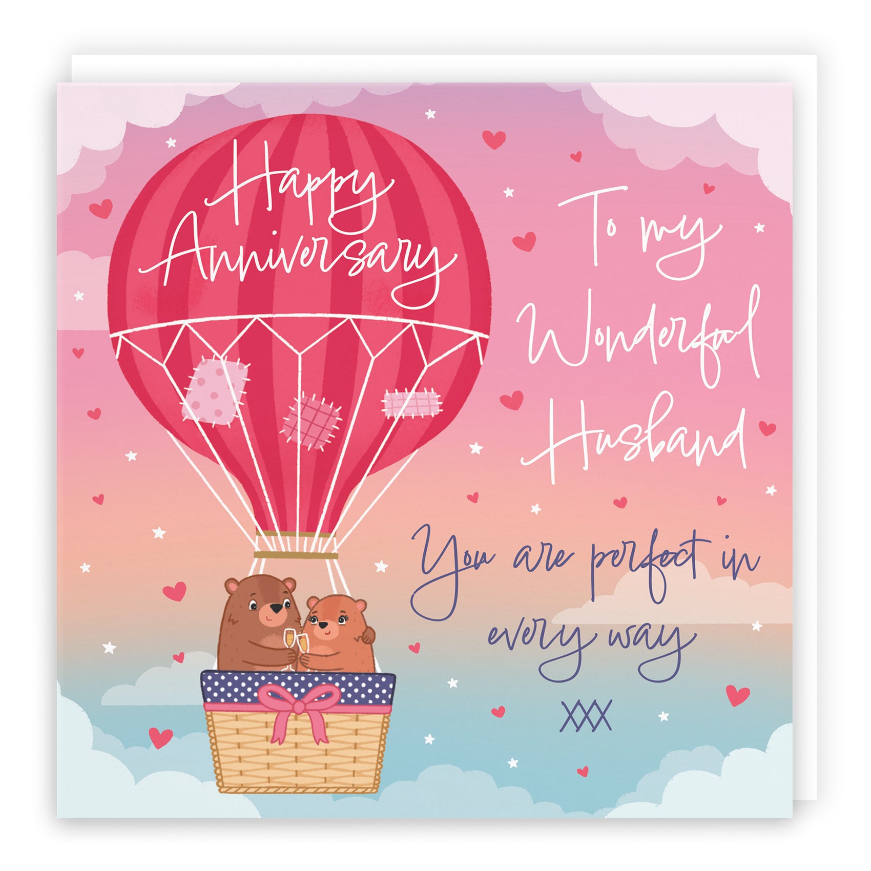 Hot Air Balloon Anniversary Card Cute Bears