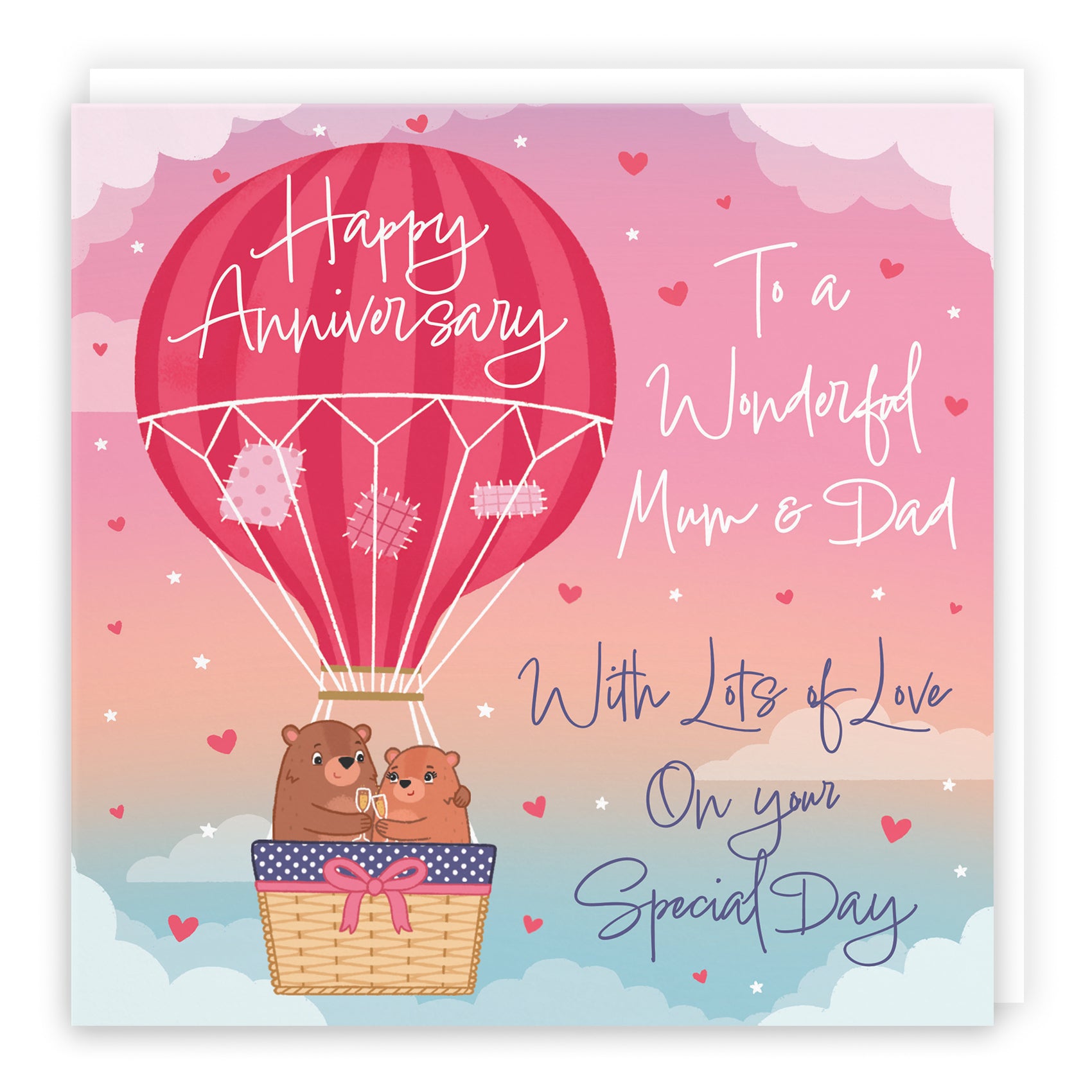 Hot Air Balloon Anniversary Card Cute Bears