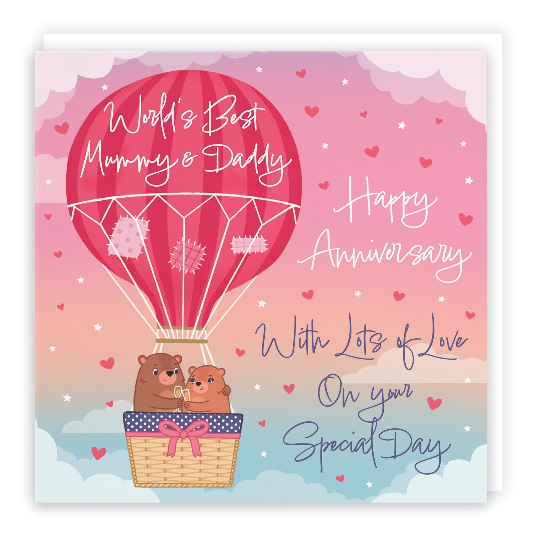 Hot Air Balloon Anniversary Card Cute Bears