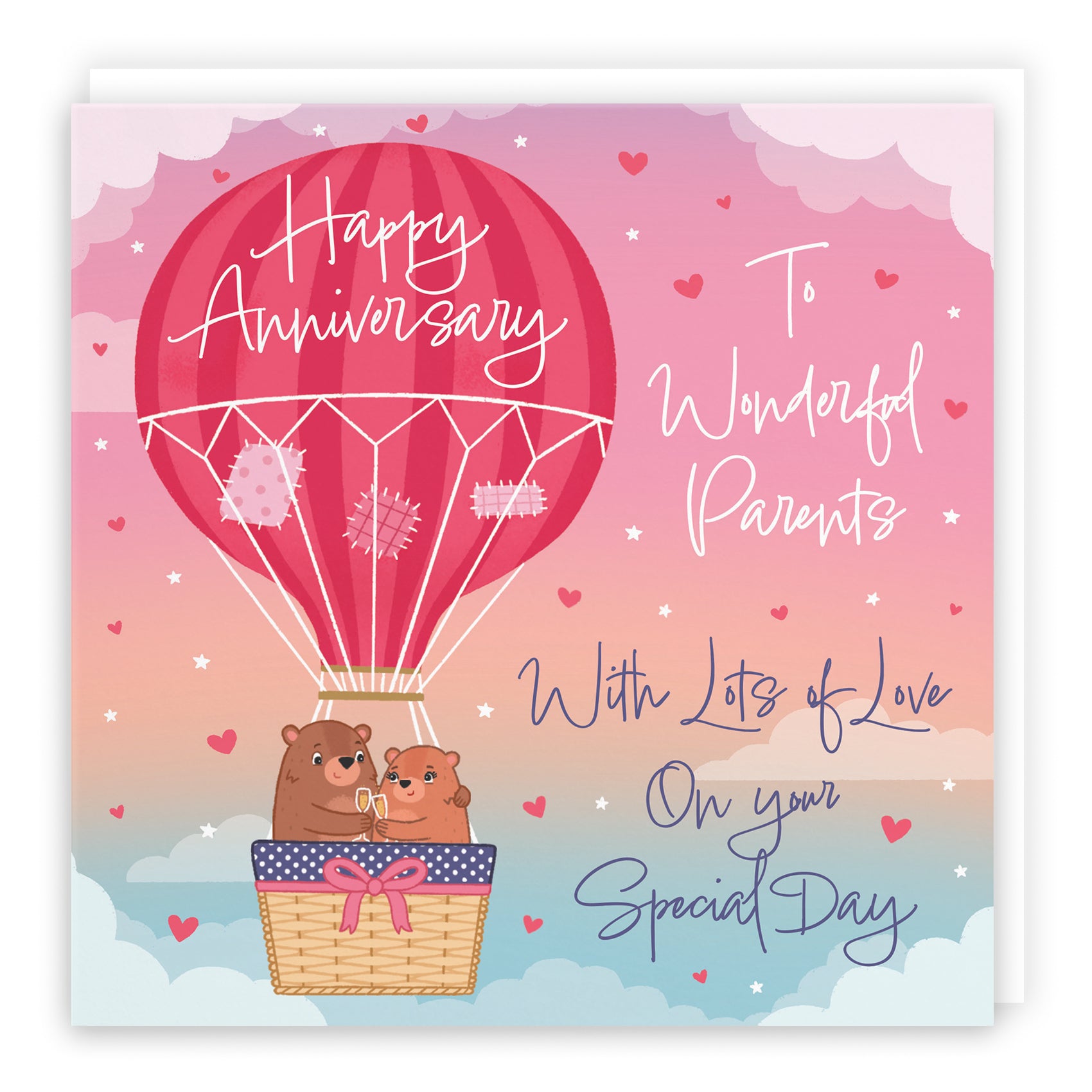 Hot Air Balloon Anniversary Card Cute Bears