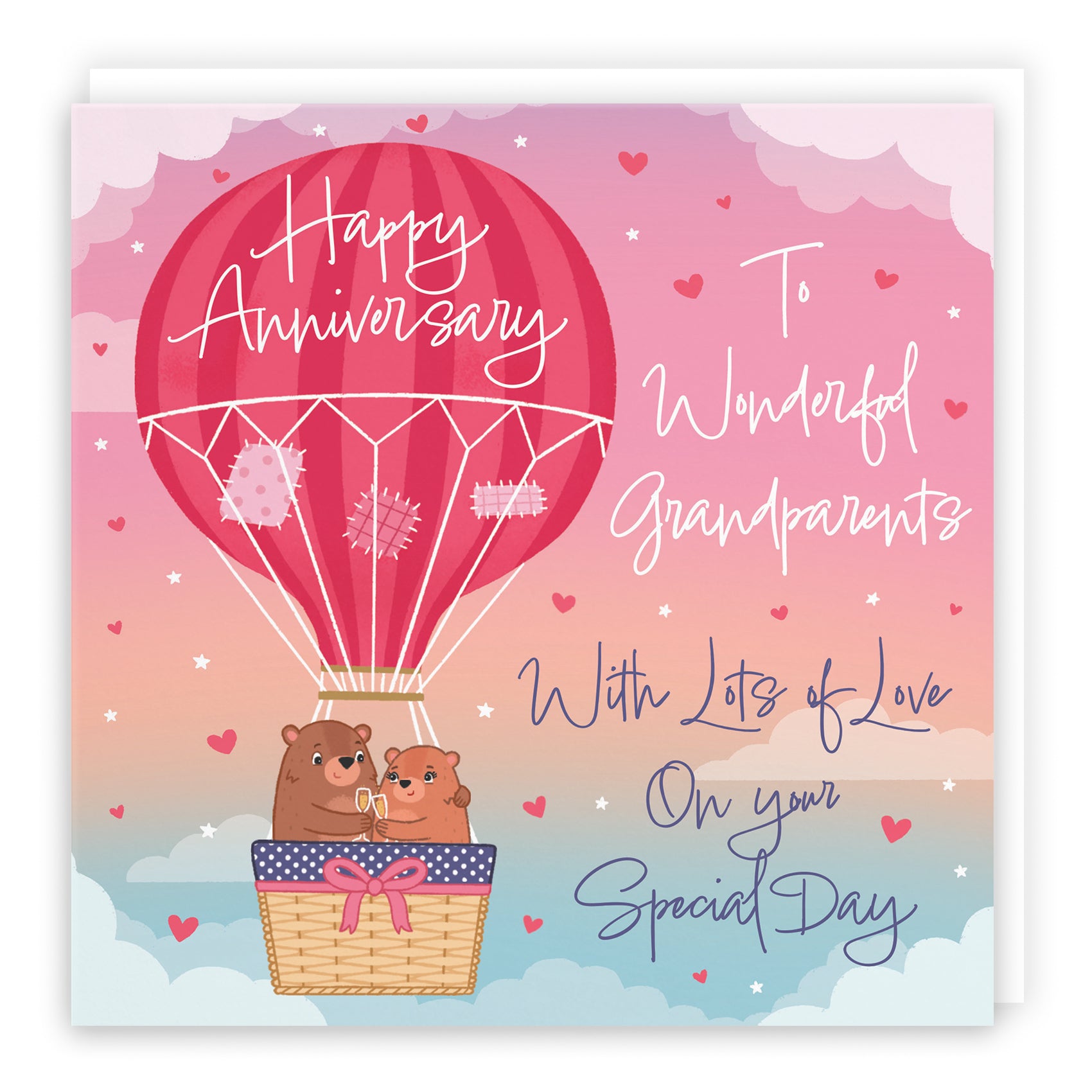 Hot Air Balloon Anniversary Card Cute Bears