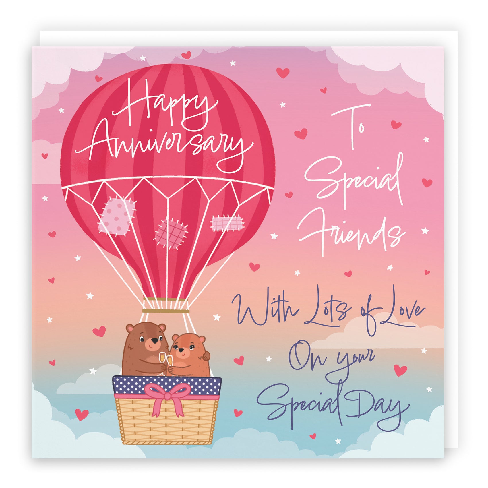 Hot Air Balloon Anniversary Card Cute Bears