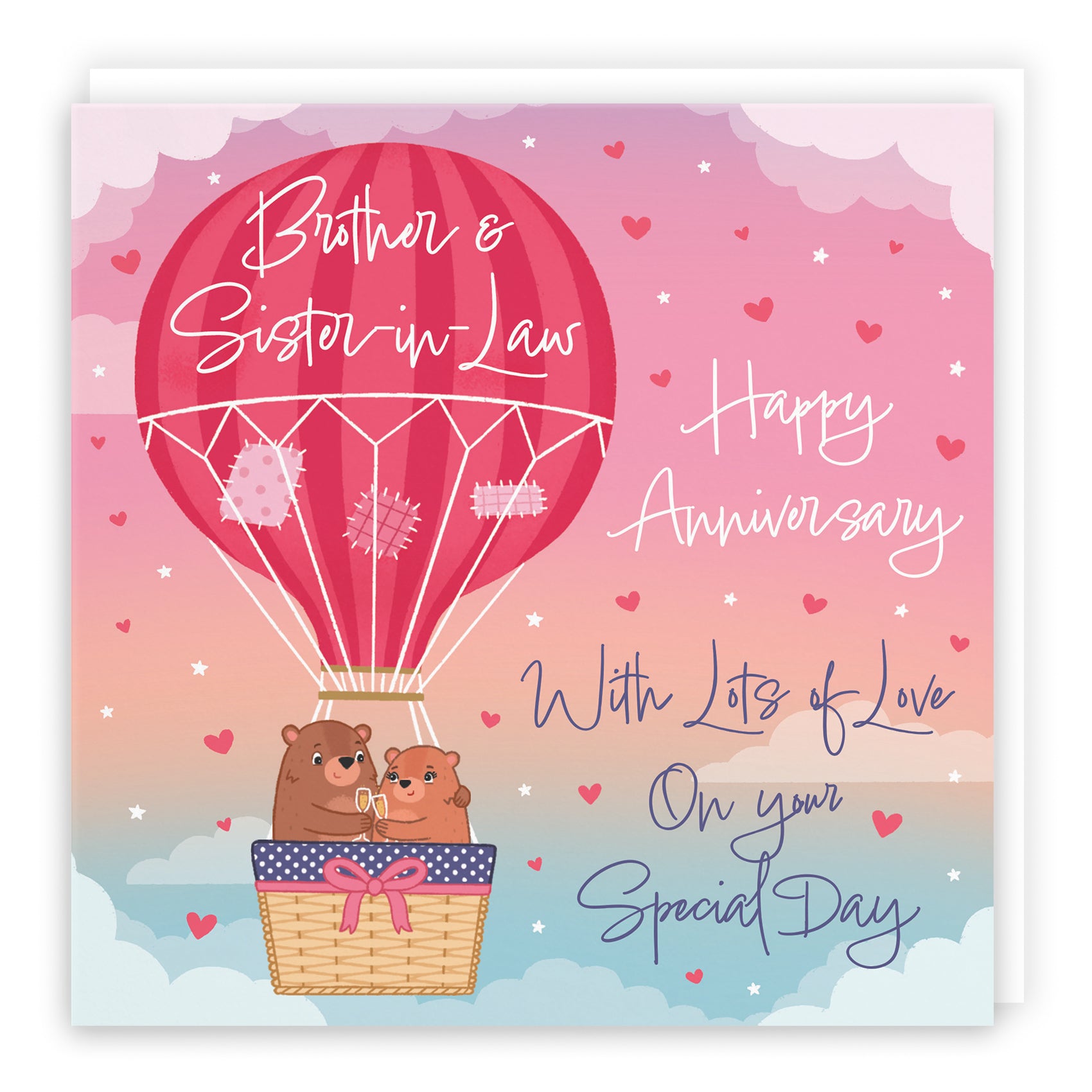 Hot Air Balloon Anniversary Card Cute Bears