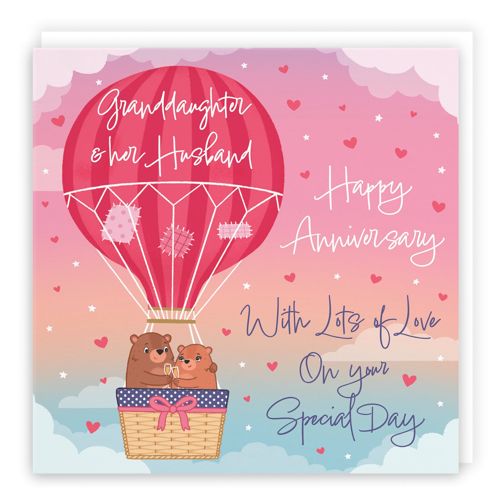 Hot Air Balloon Anniversary Card Cute Bears