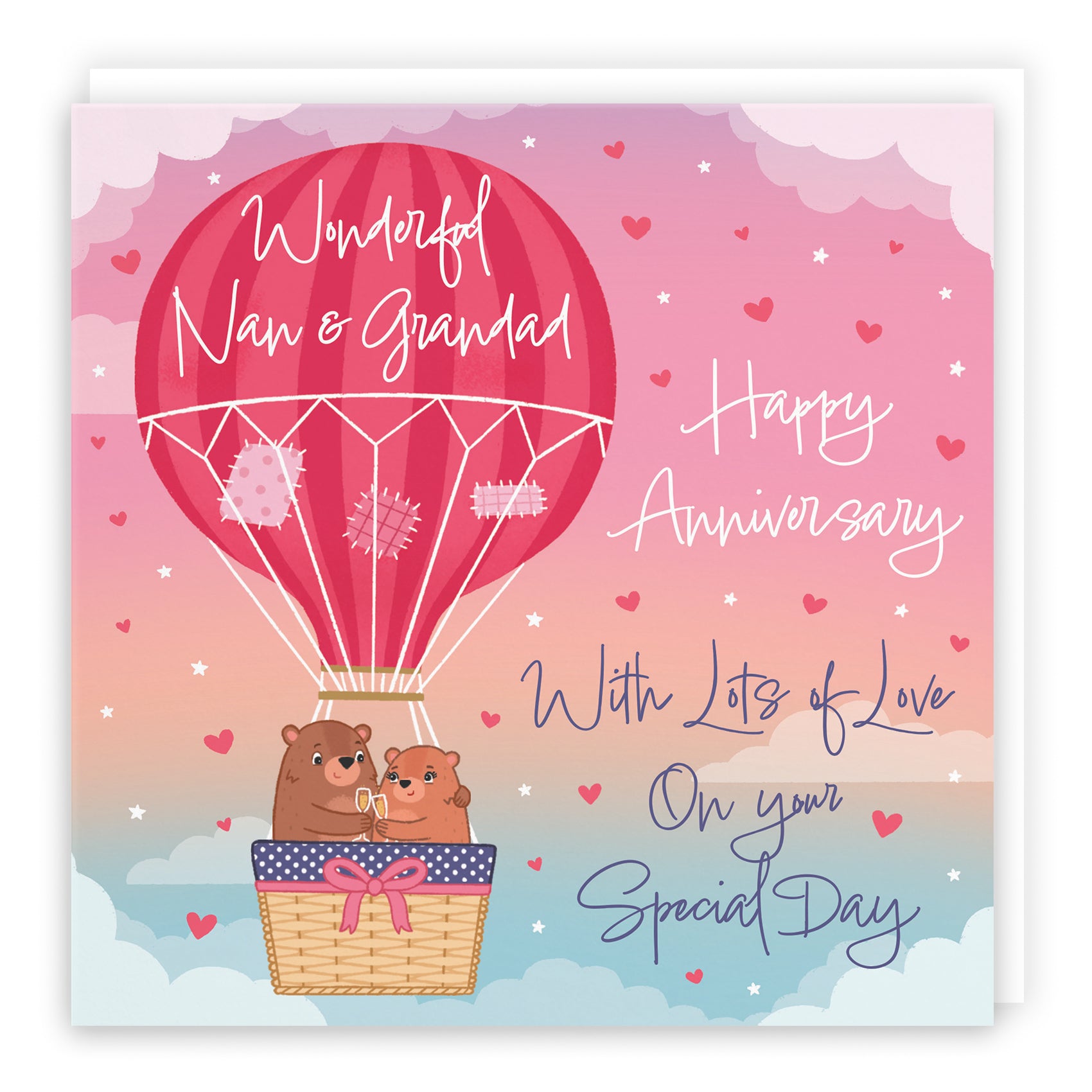 Hot Air Balloon Anniversary Card Cute Bears