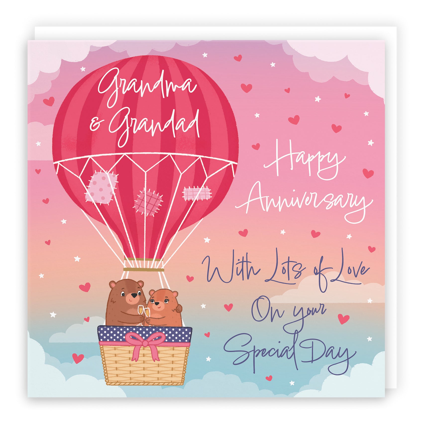 Hot Air Balloon Anniversary Card Cute Bears