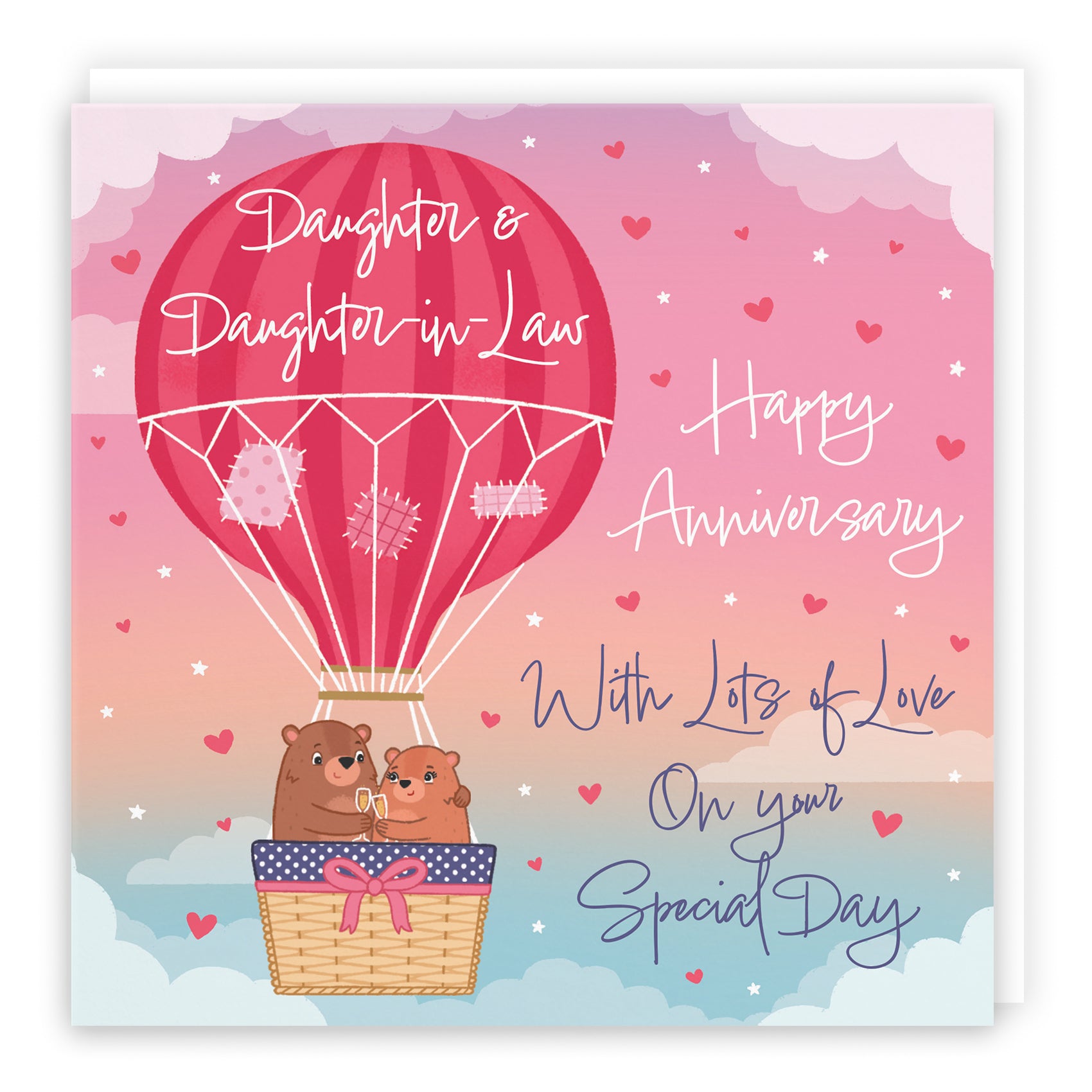 Hot Air Balloon Anniversary Card Cute Bears