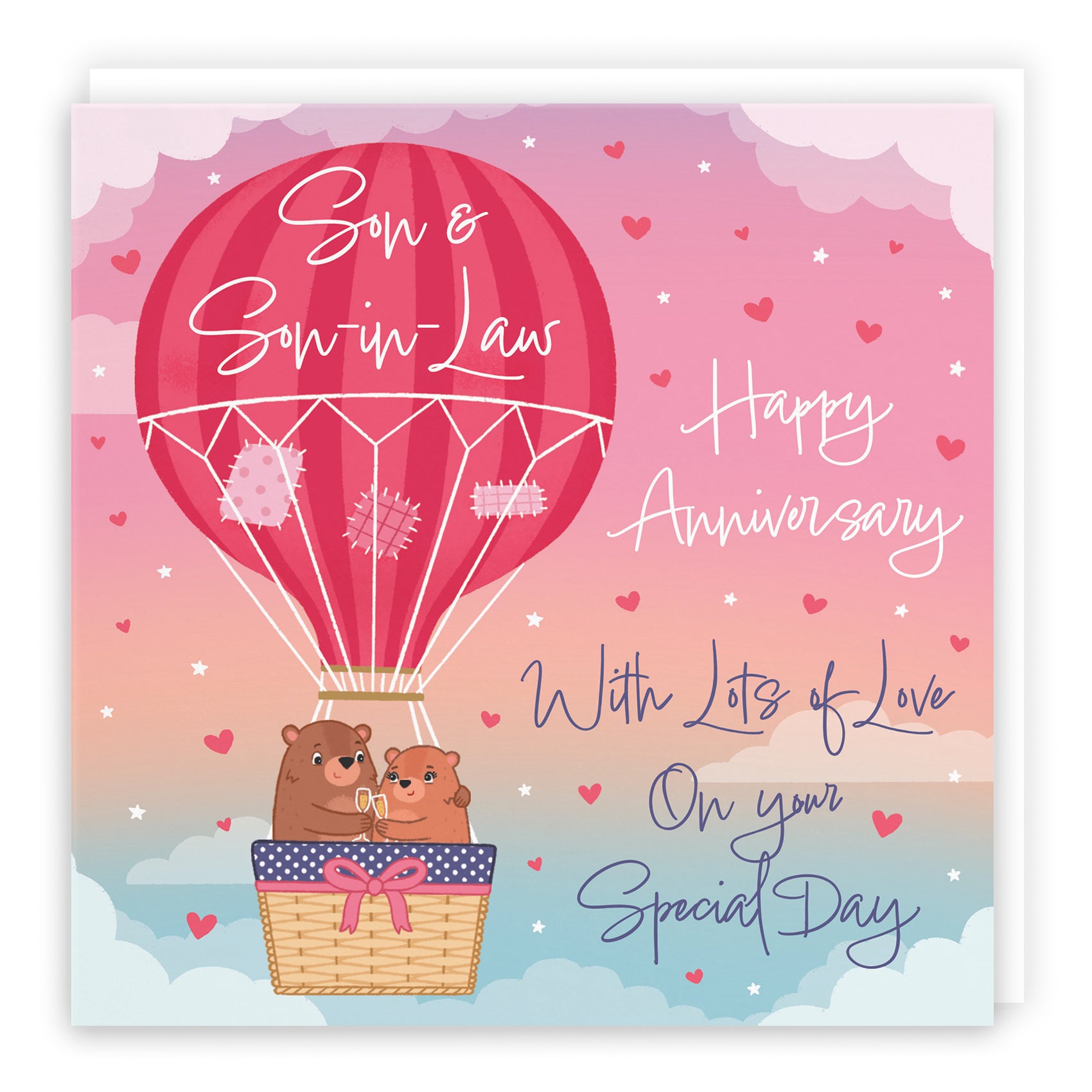 Hot Air Balloon Anniversary Card Cute Bears