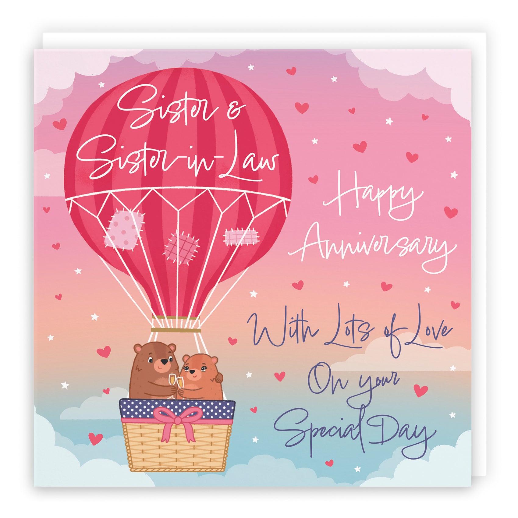 Hot Air Balloon Anniversary Card Cute Bears