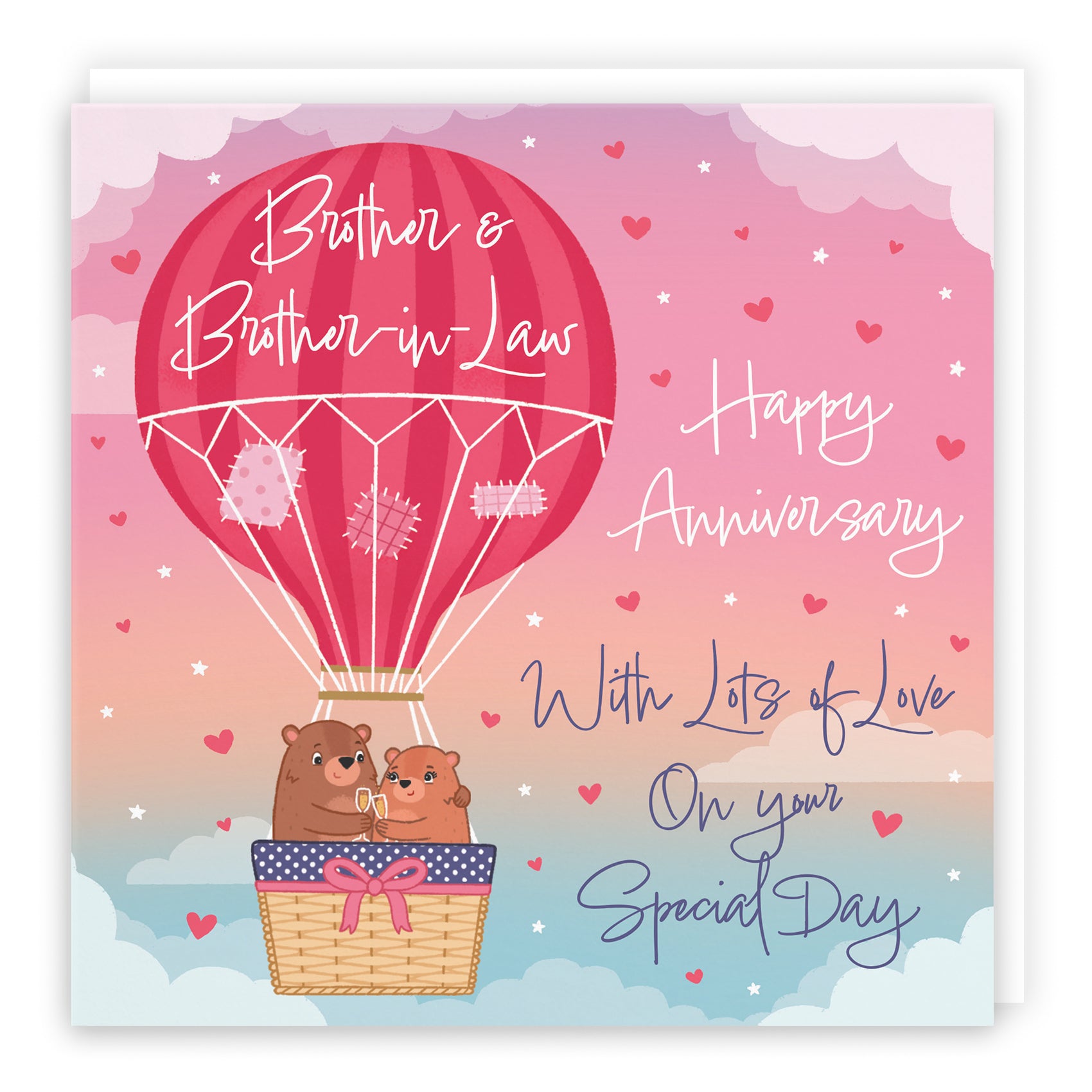 Hot Air Balloon Anniversary Card Cute Bears