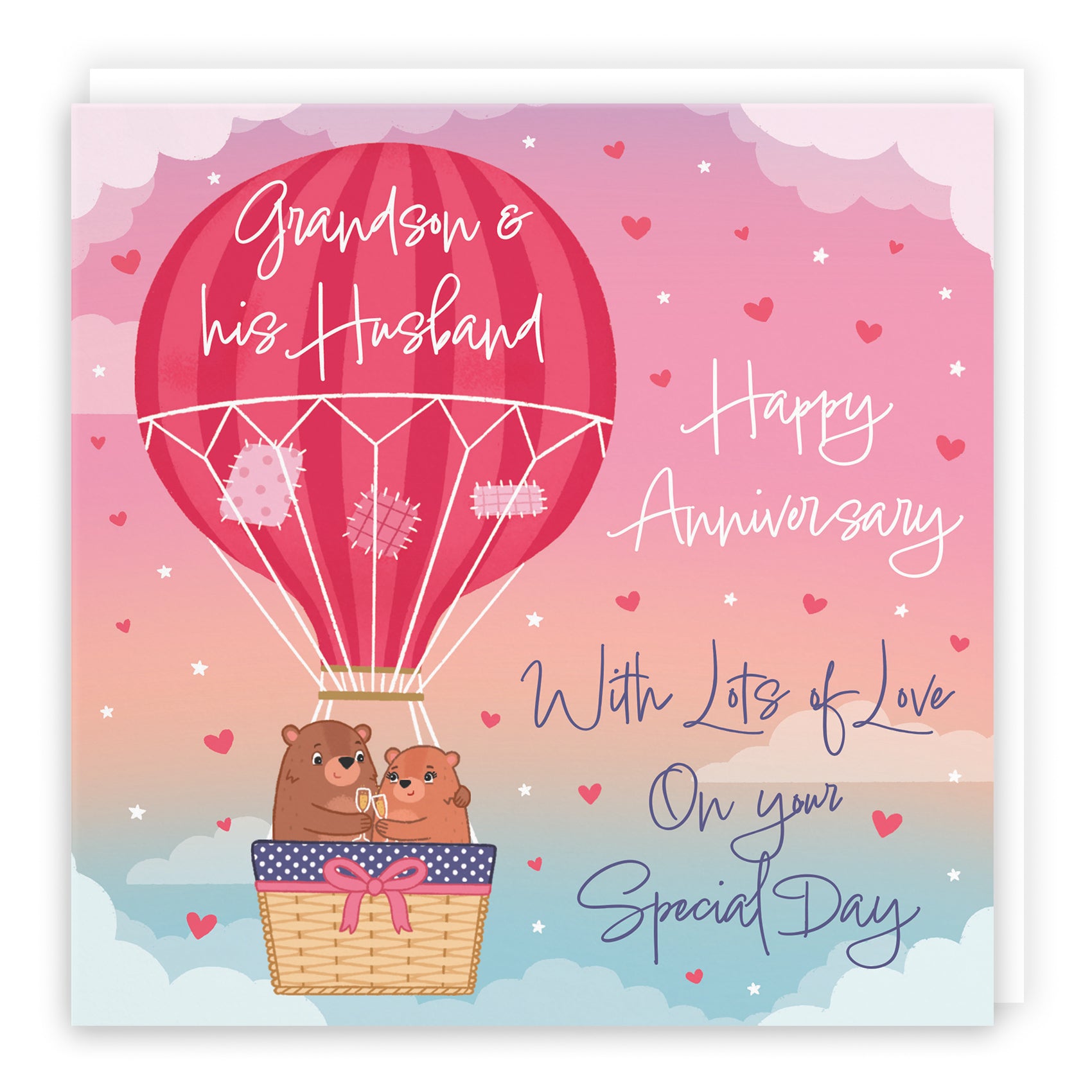 Hot Air Balloon Anniversary Card Cute Bears