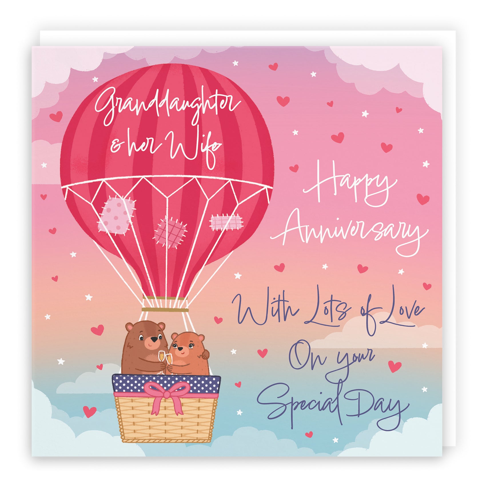 Hot Air Balloon Anniversary Card Cute Bears