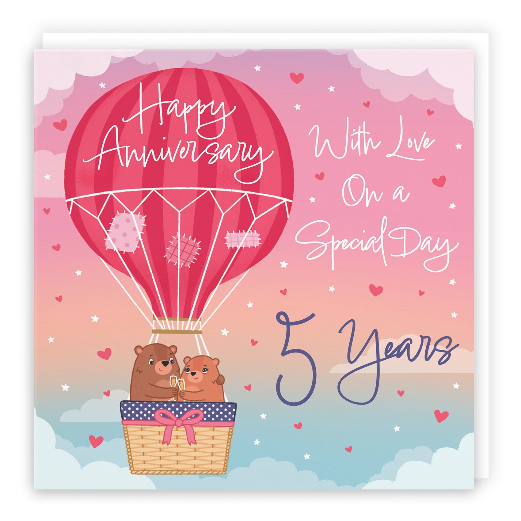 Hot Air Balloon Anniversary Card Cute Bears
