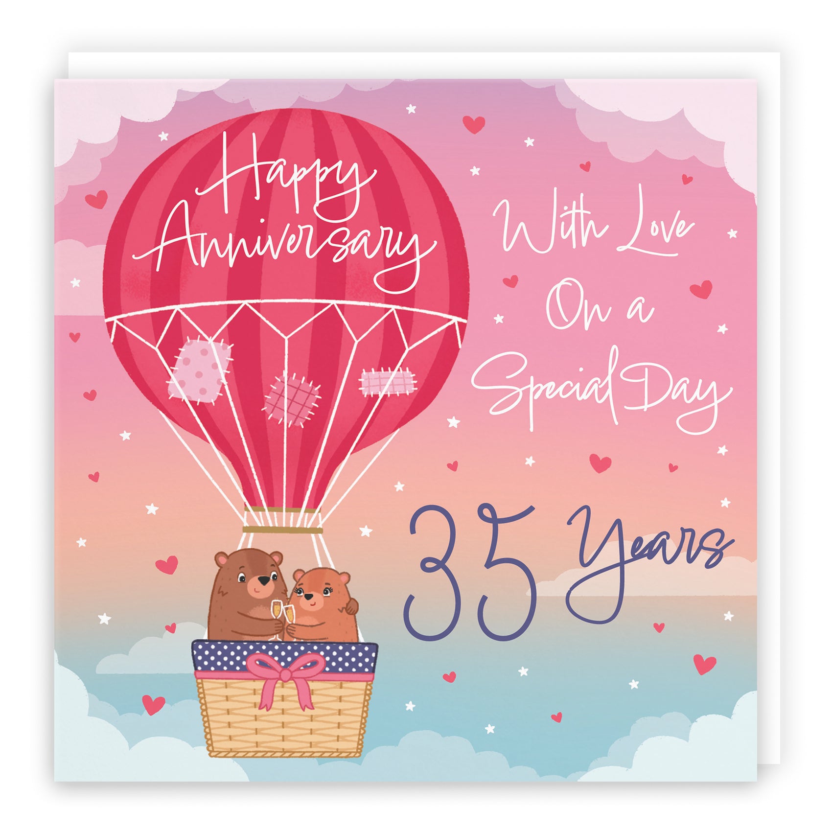Hot Air Balloon Anniversary Card Cute Bears