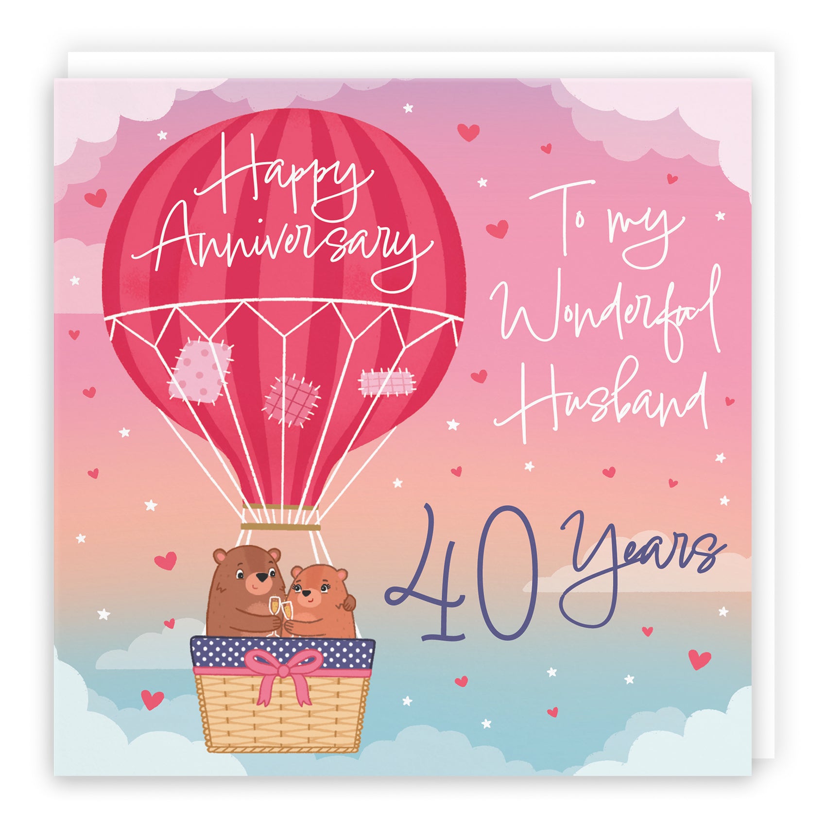 Hot Air Balloon Anniversary Card Cute Bears