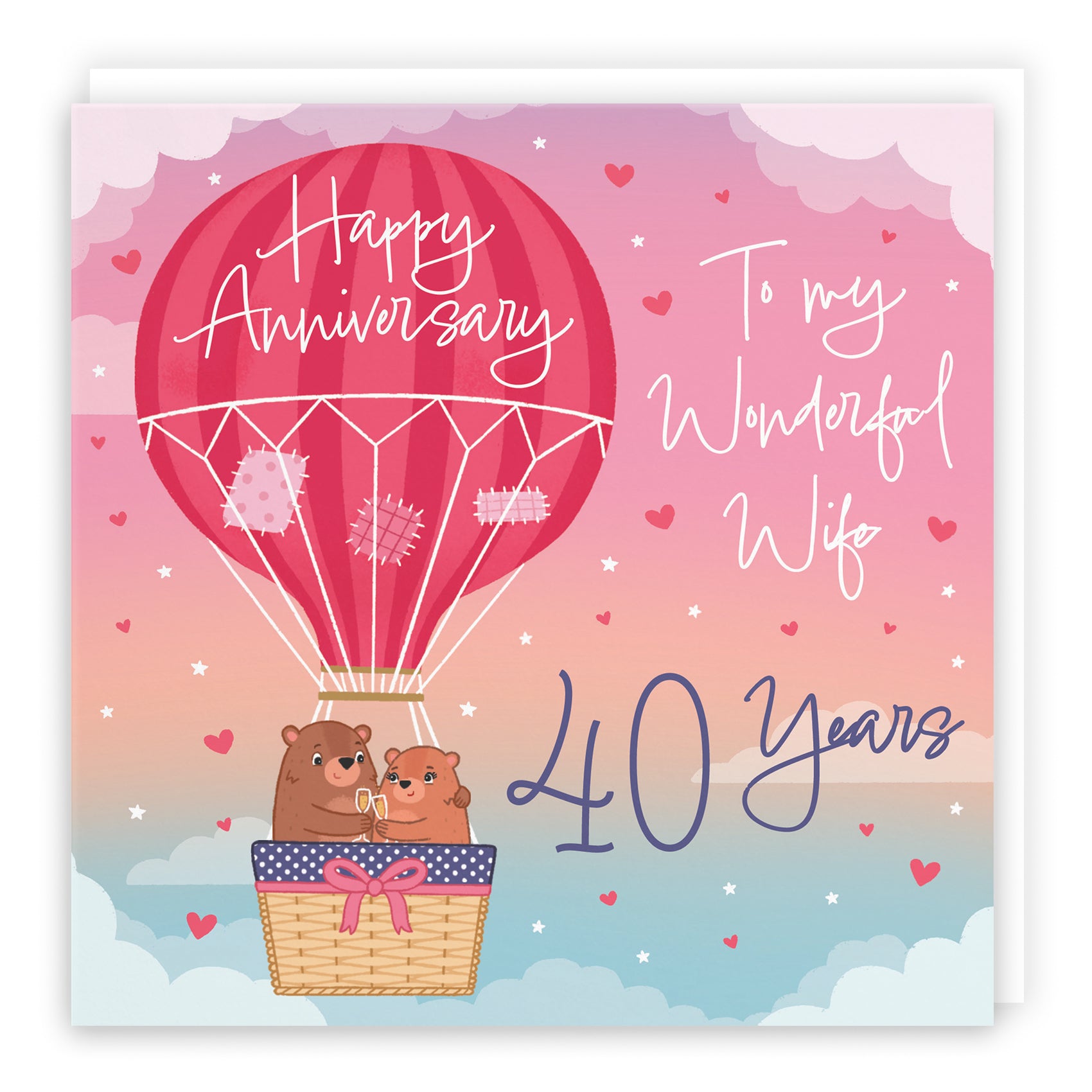 Hot Air Balloon Anniversary Card Cute Bears