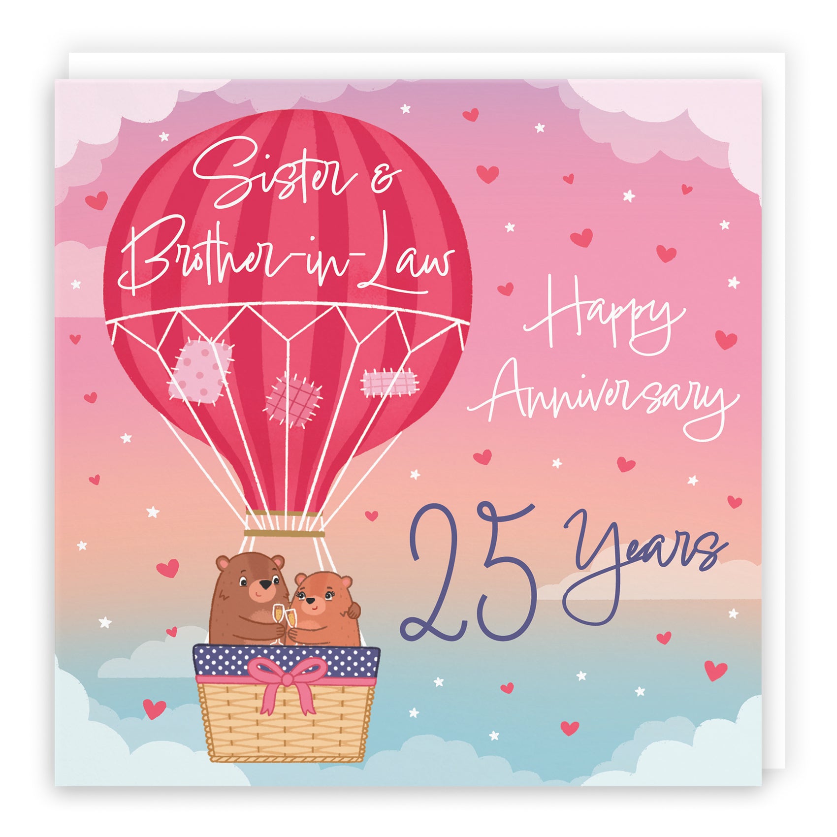 Hot Air Balloon Anniversary Card Cute Bears