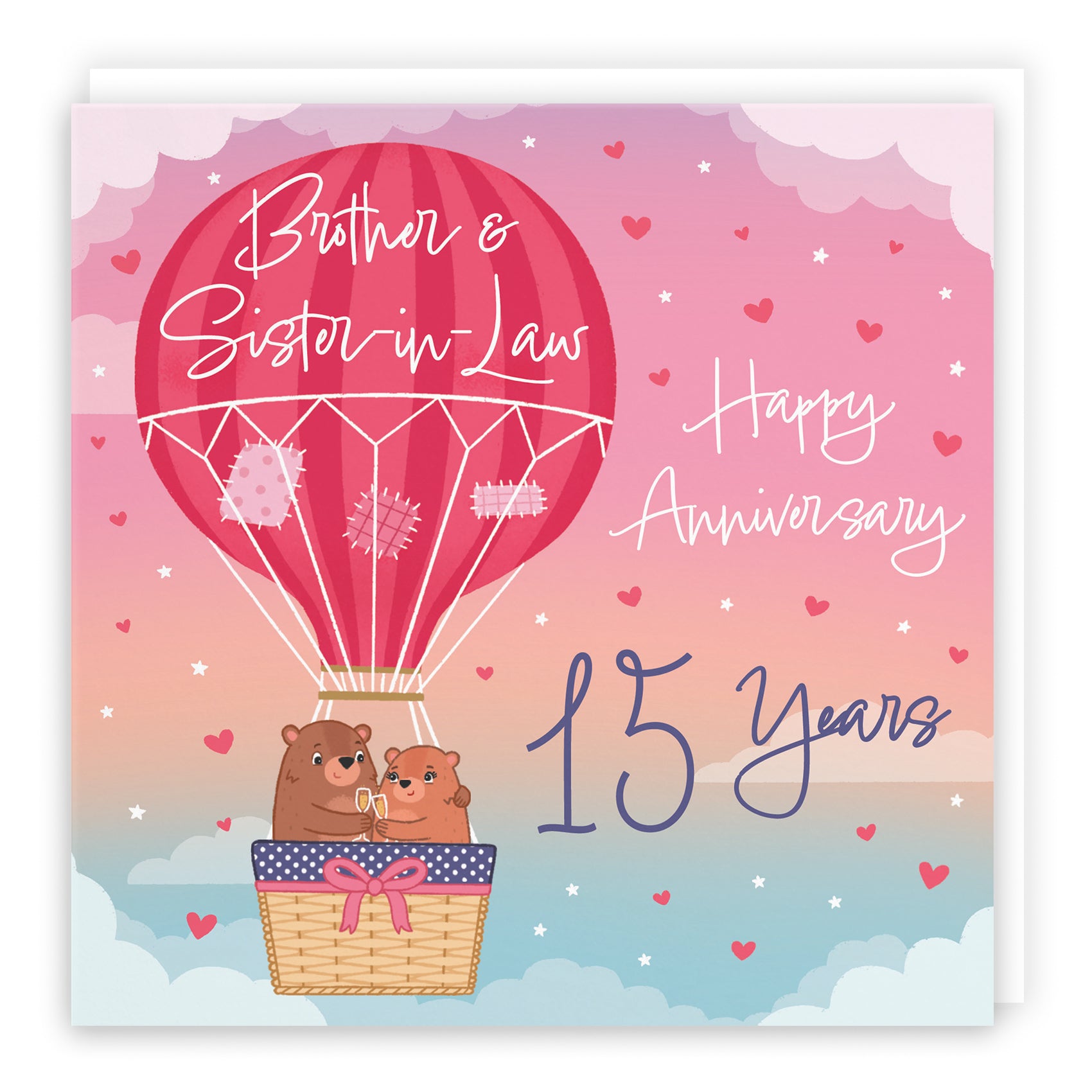 Hot Air Balloon Anniversary Card Cute Bears