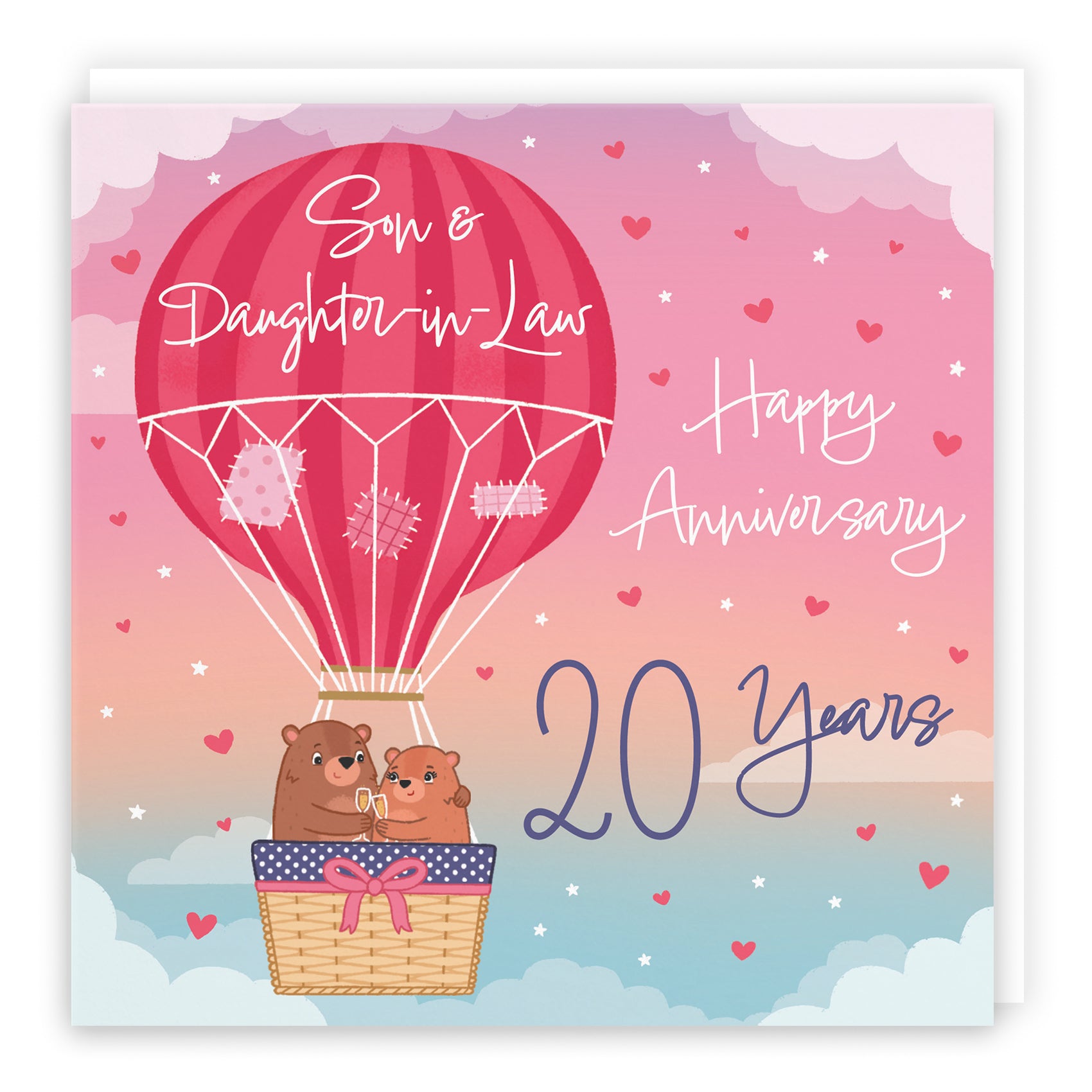 Hot Air Balloon Anniversary Card Cute Bears