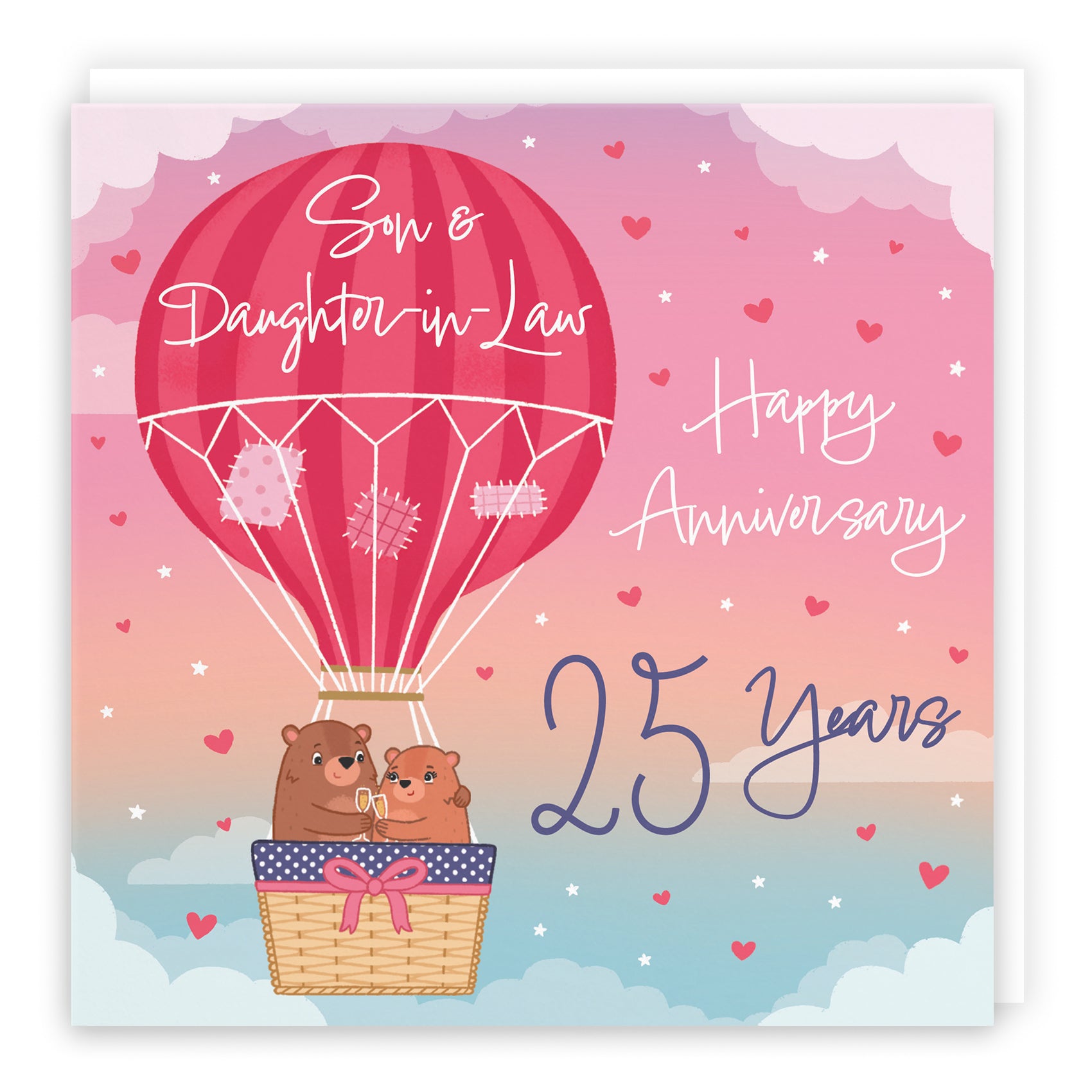 Hot Air Balloon Anniversary Card Cute Bears