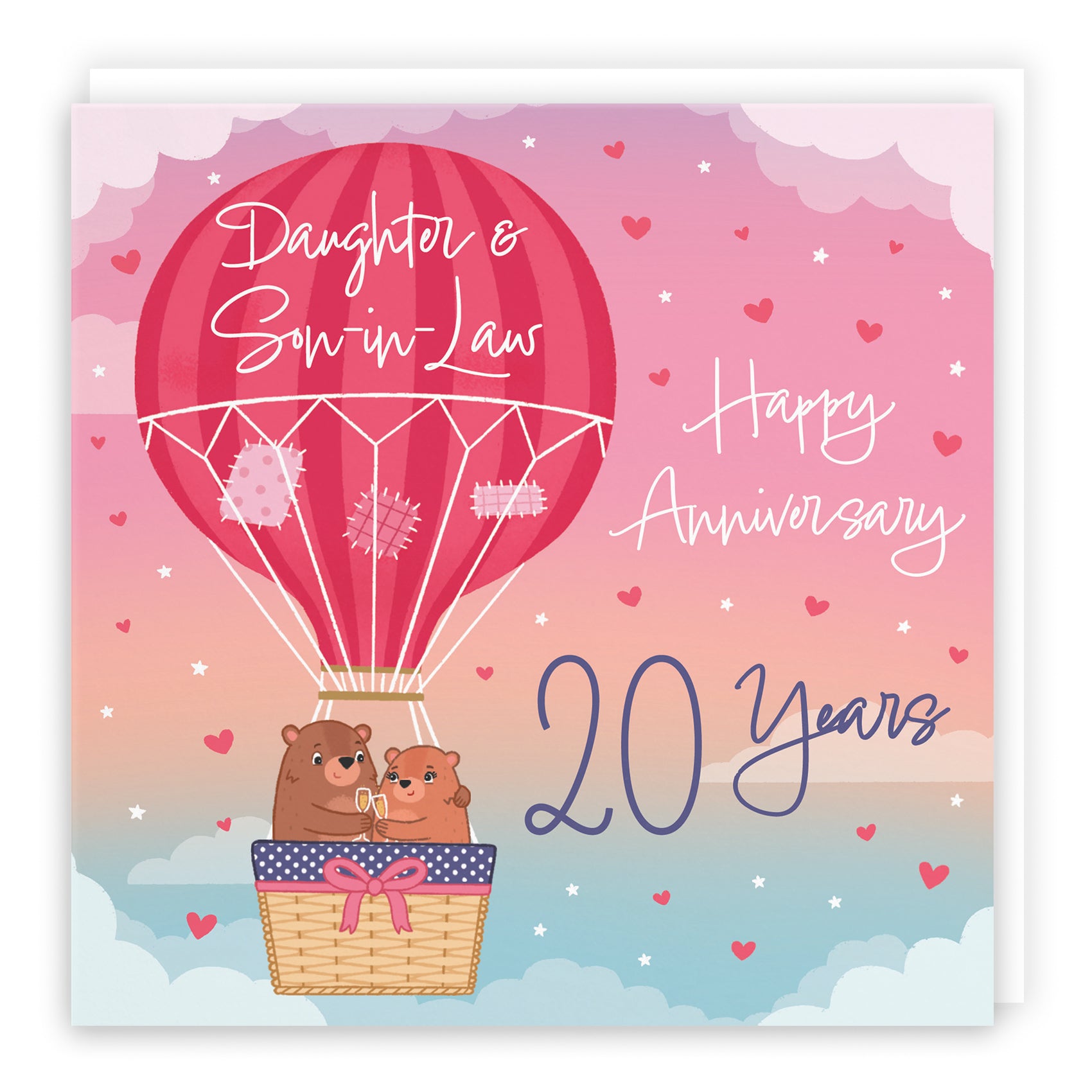 Hot Air Balloon Anniversary Card Cute Bears