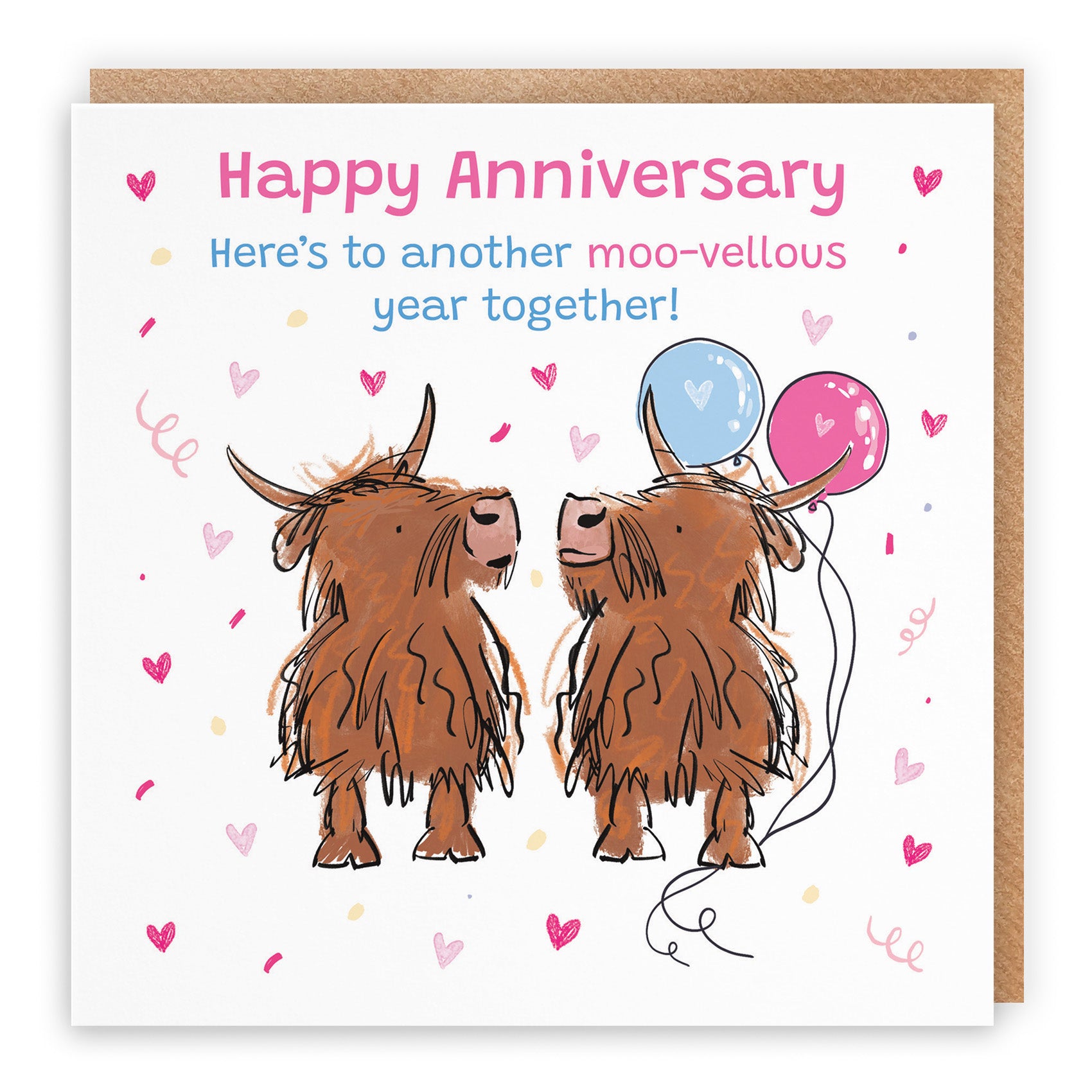 Highland Cows Anniversary Card Animal Party