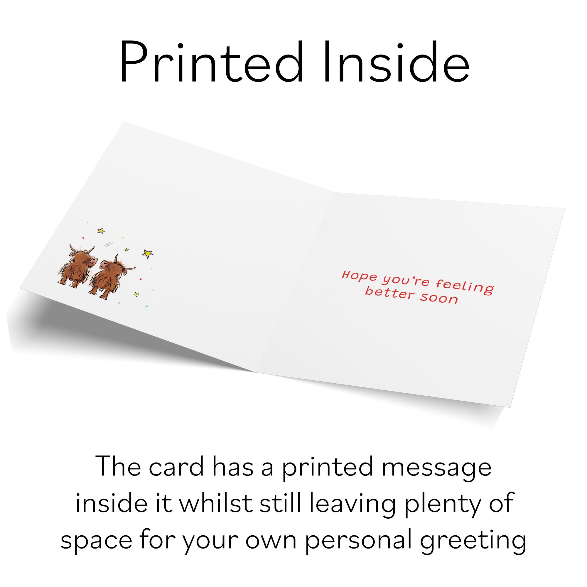 Highland Cows Get Well Card Animal Party