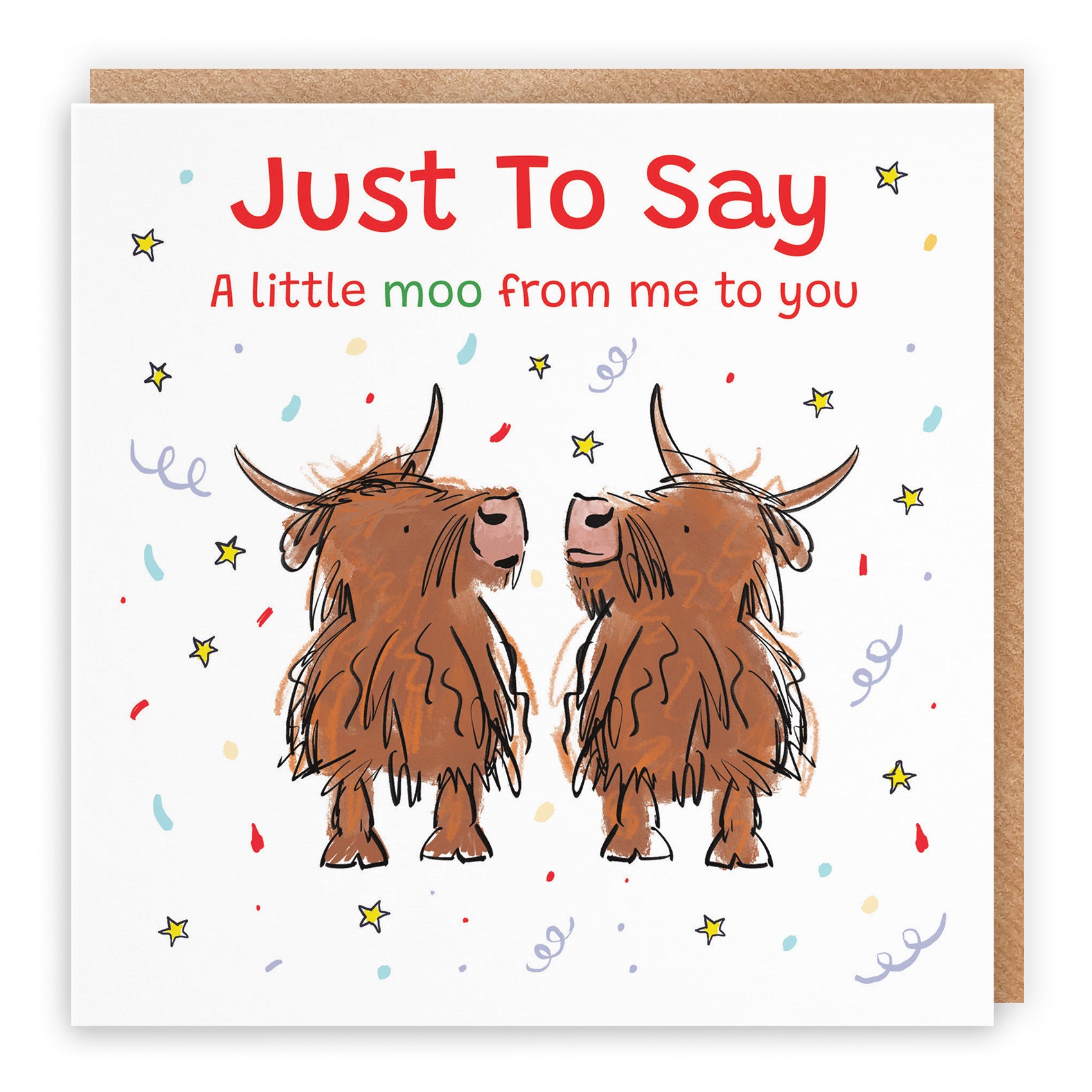 Highland Cows Just To Say Card Animal Party