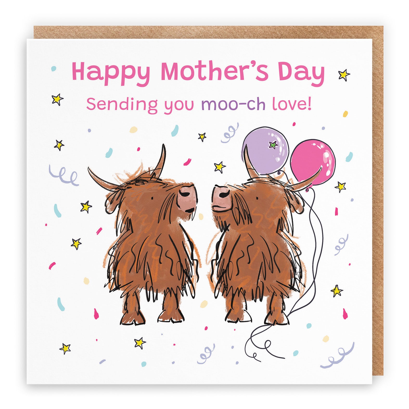Highland Cows Mother's Day Card Animal Party