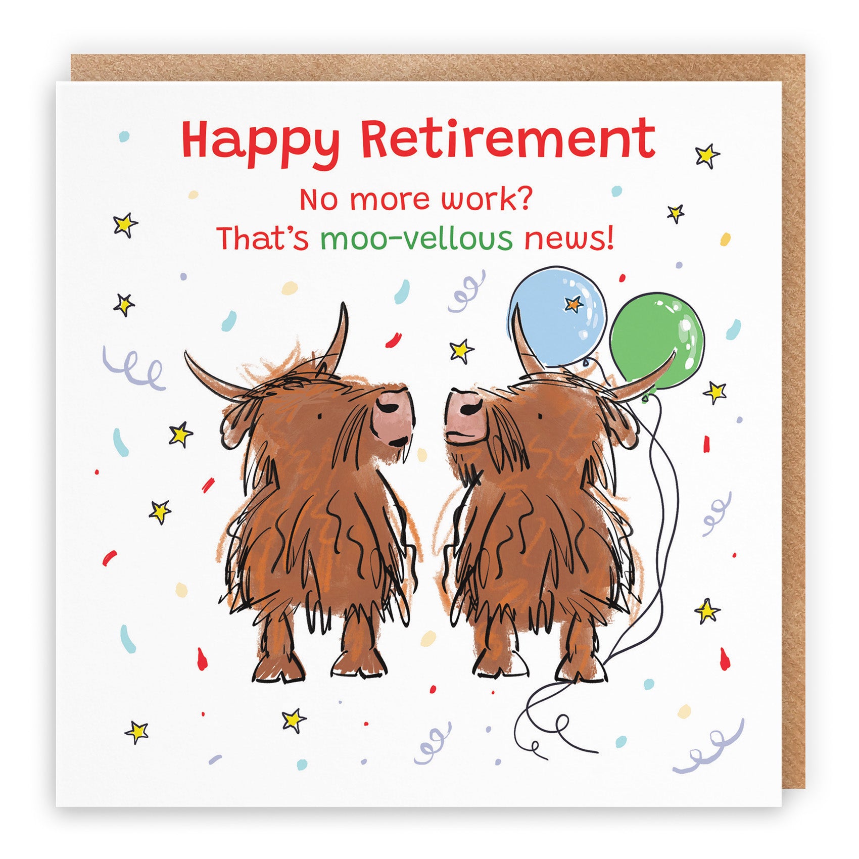 Highland Cows Retirement Card Animal Party