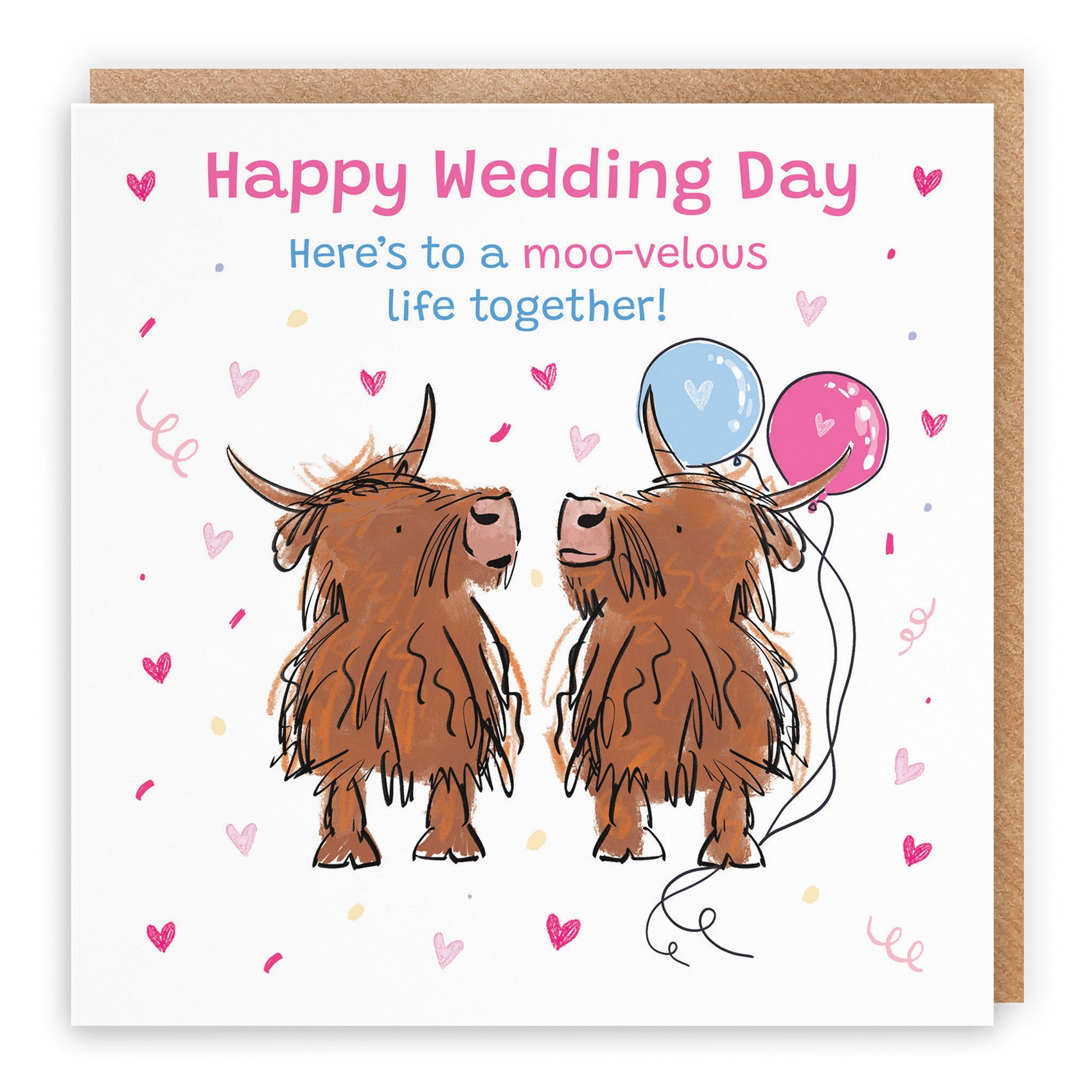 Highland Cows Wedding Day Card Animal Party