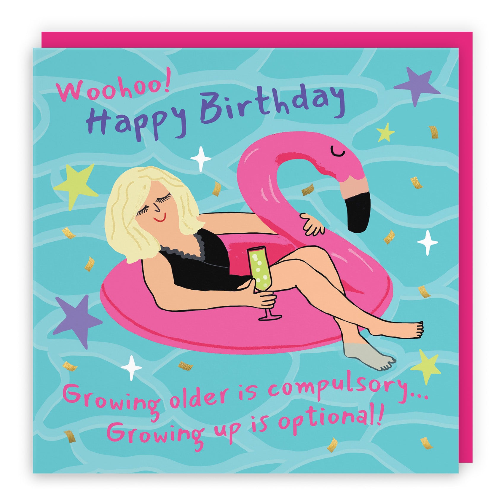 Female Flamingo Float Birthday Card Laugh Out Loud
