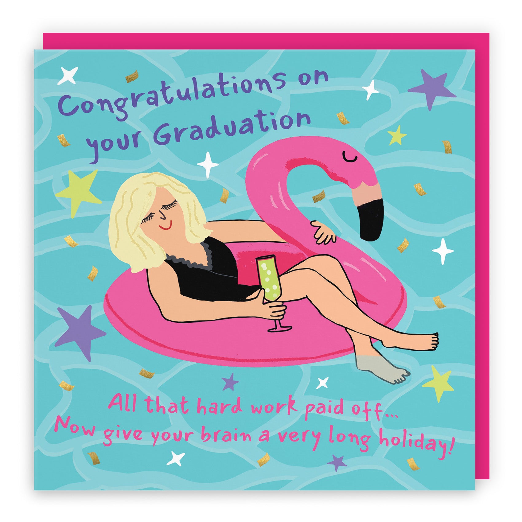 Female Flamingo Float Graduation Card Laugh Out Loud