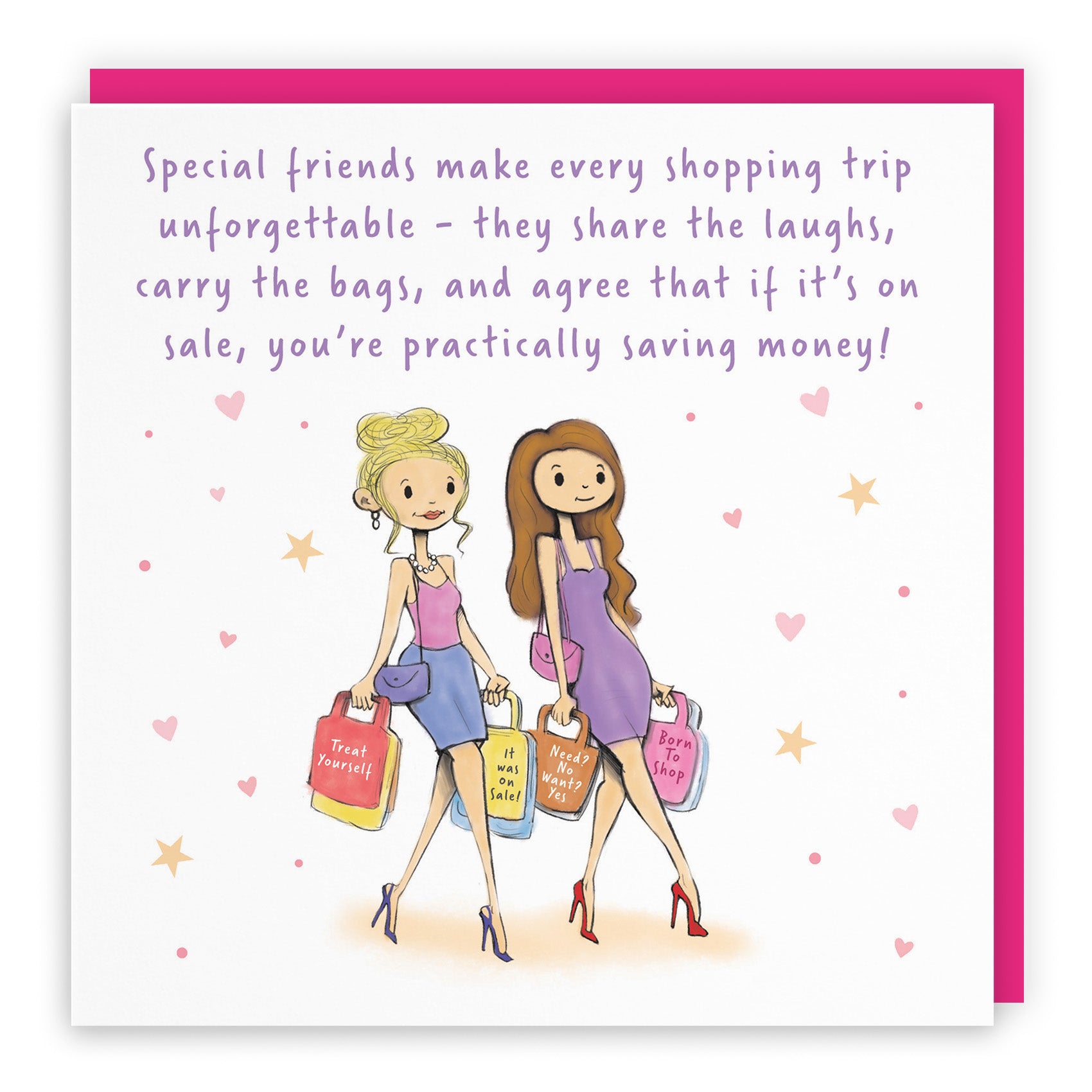 Female Shopping Friendship Card Silly Squiggles