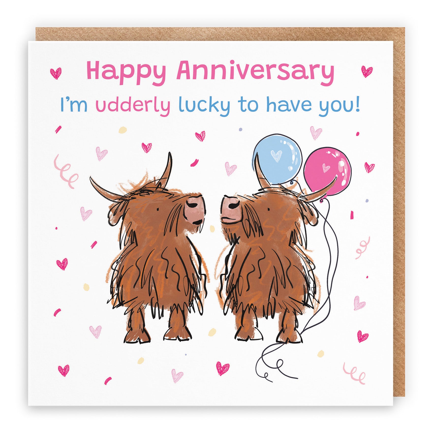Highland Cows Anniversary Card Animal Party