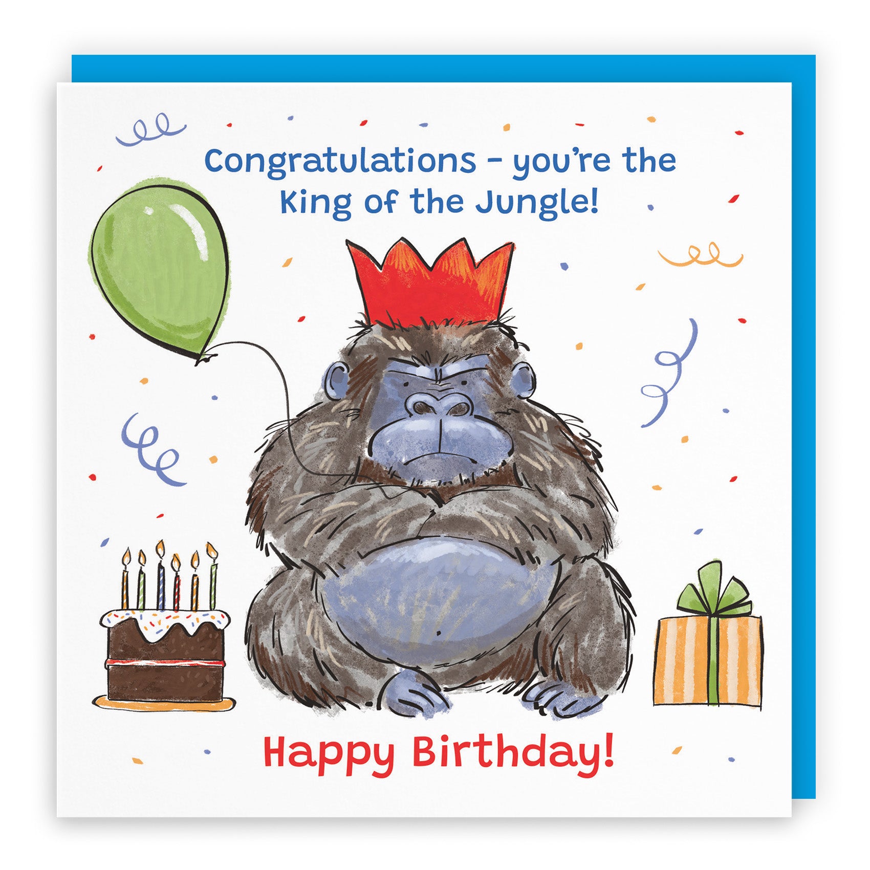 Male Grumpy Gorilla Birthday Card Animal Party