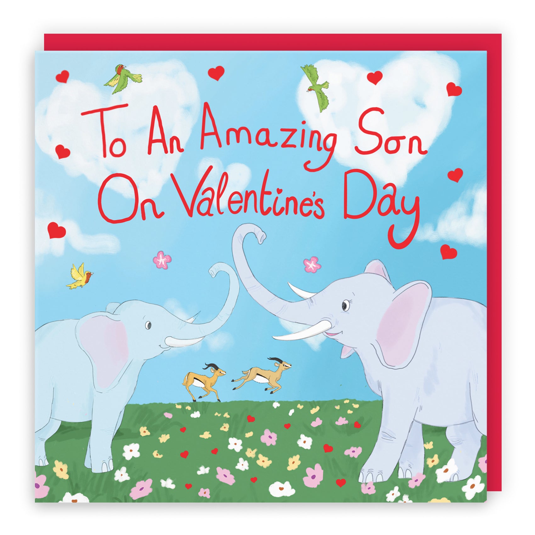 Elephants Valentine's Day Card Cute Animals