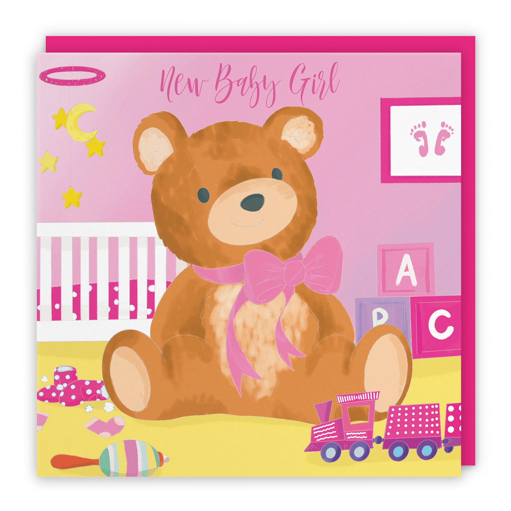 New Baby Teddy Bear Card Classic
