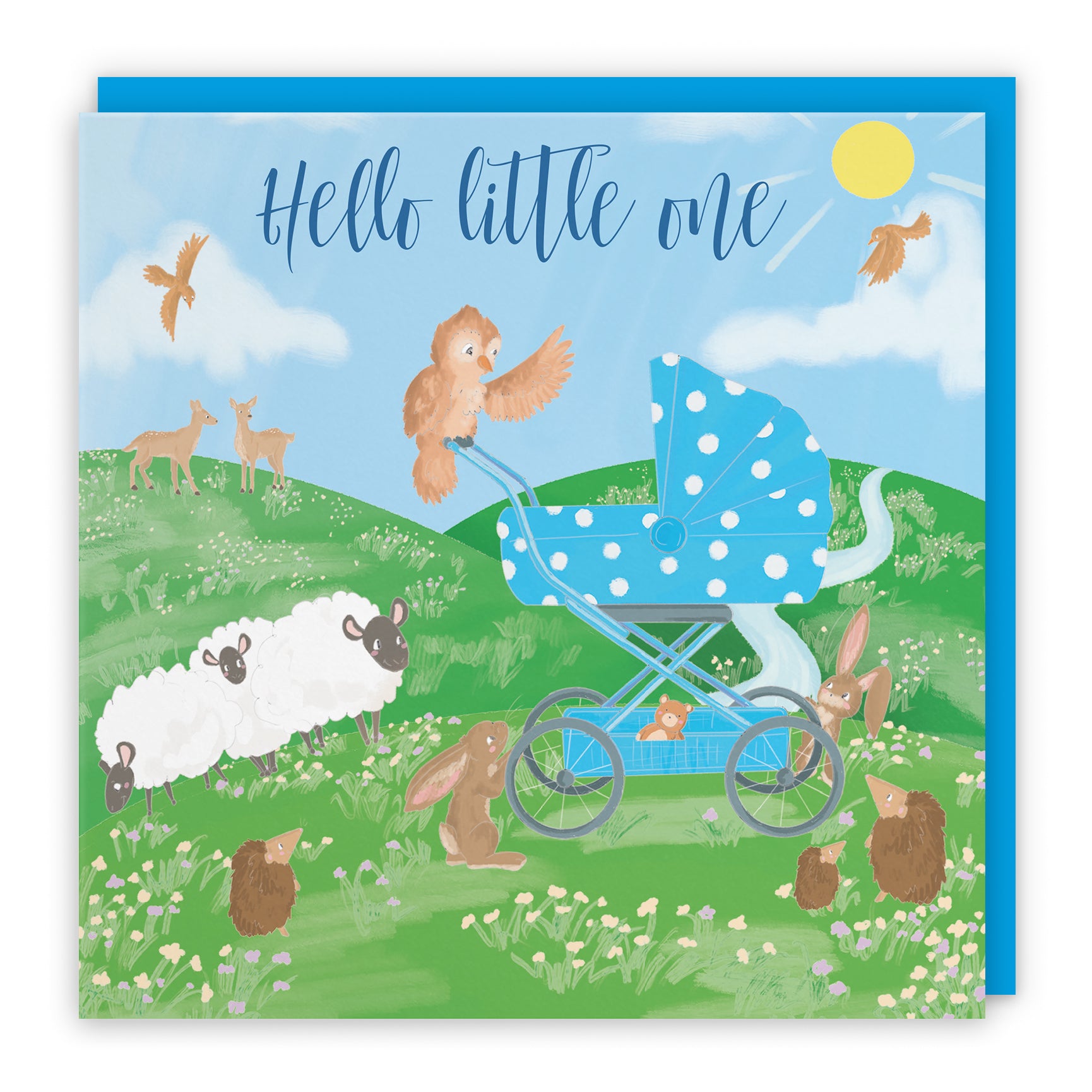 New Baby Card Pram Countryside