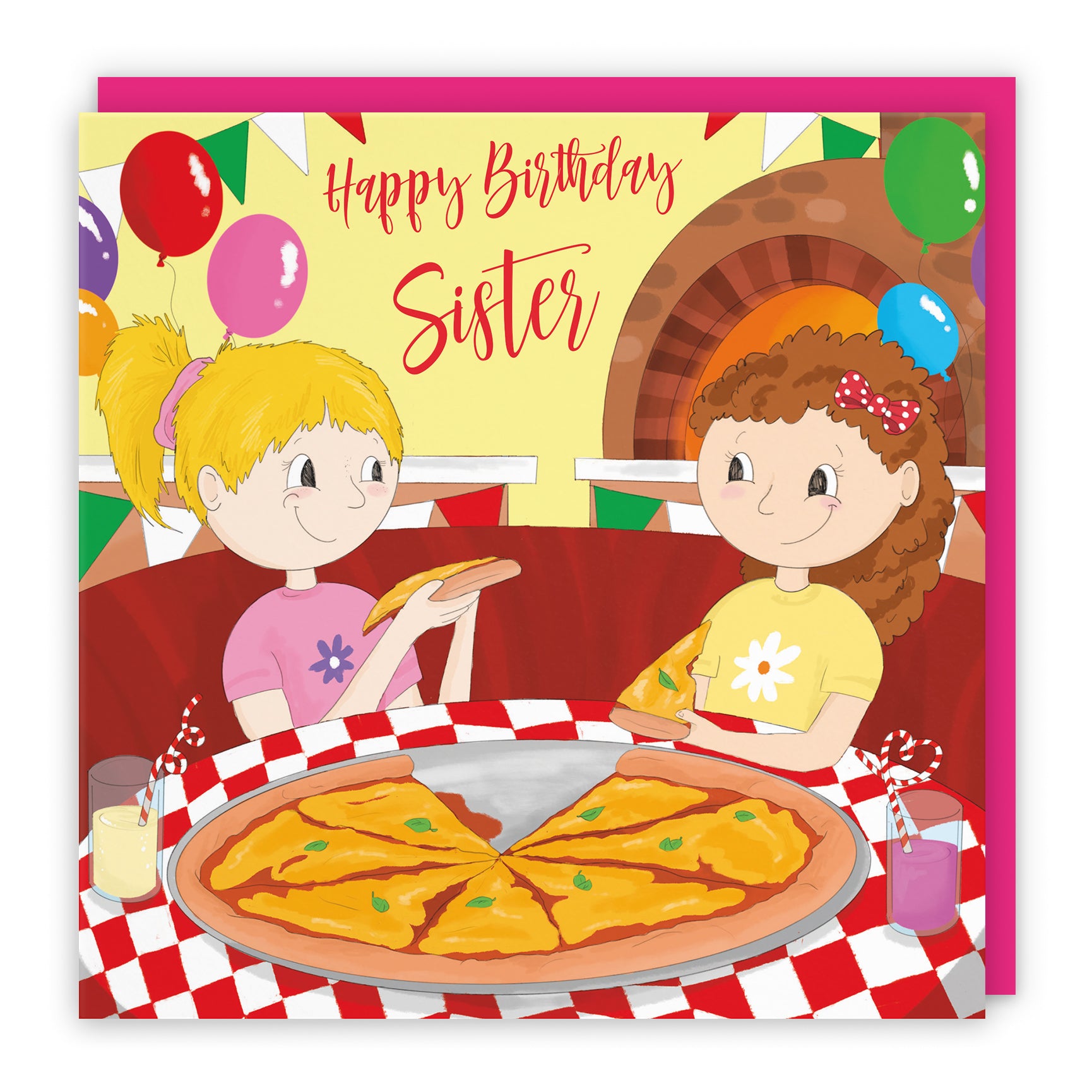 Girls Pizza Restaurant Birthday Card Happy Times