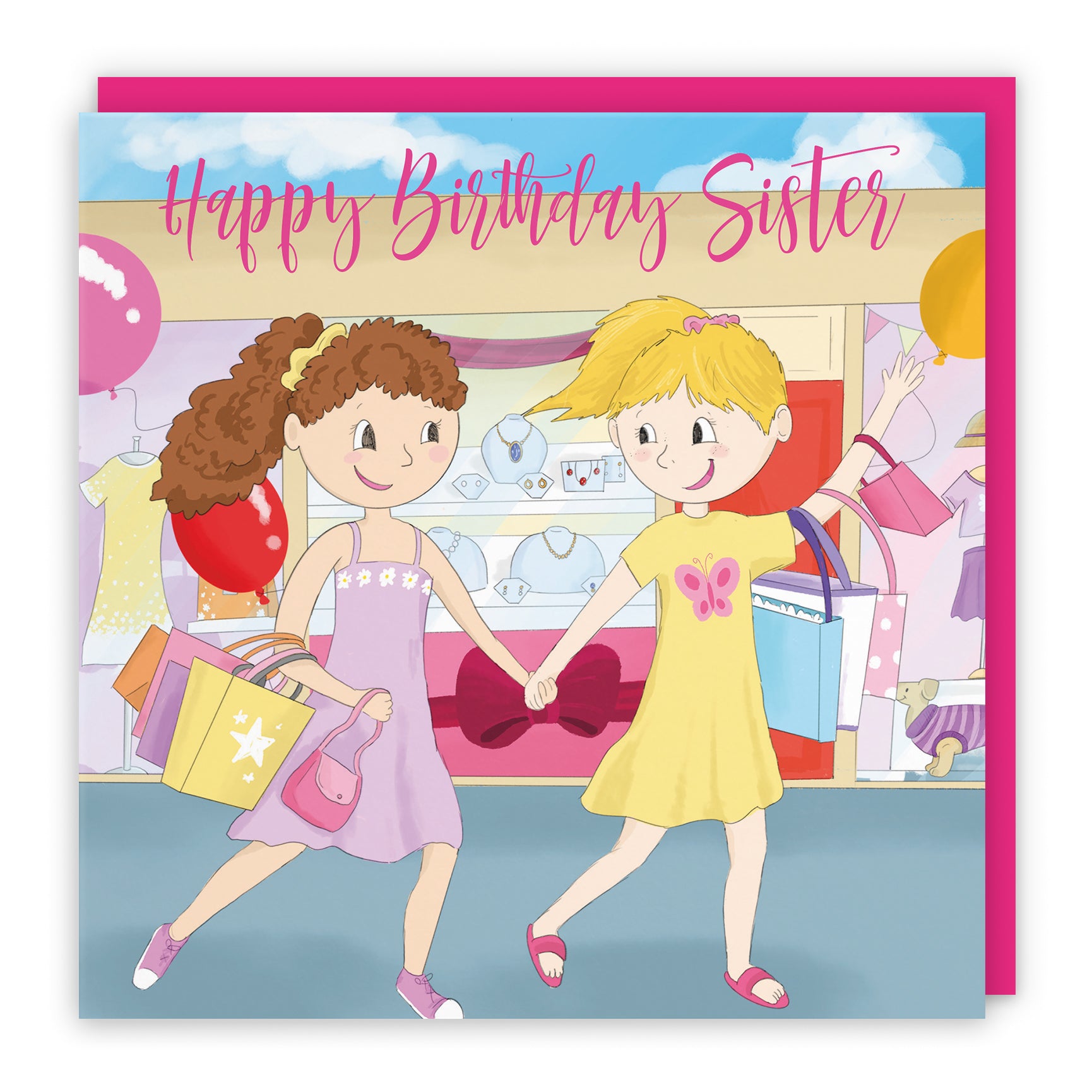 Girls Shopping Birthday Card Happy Times
