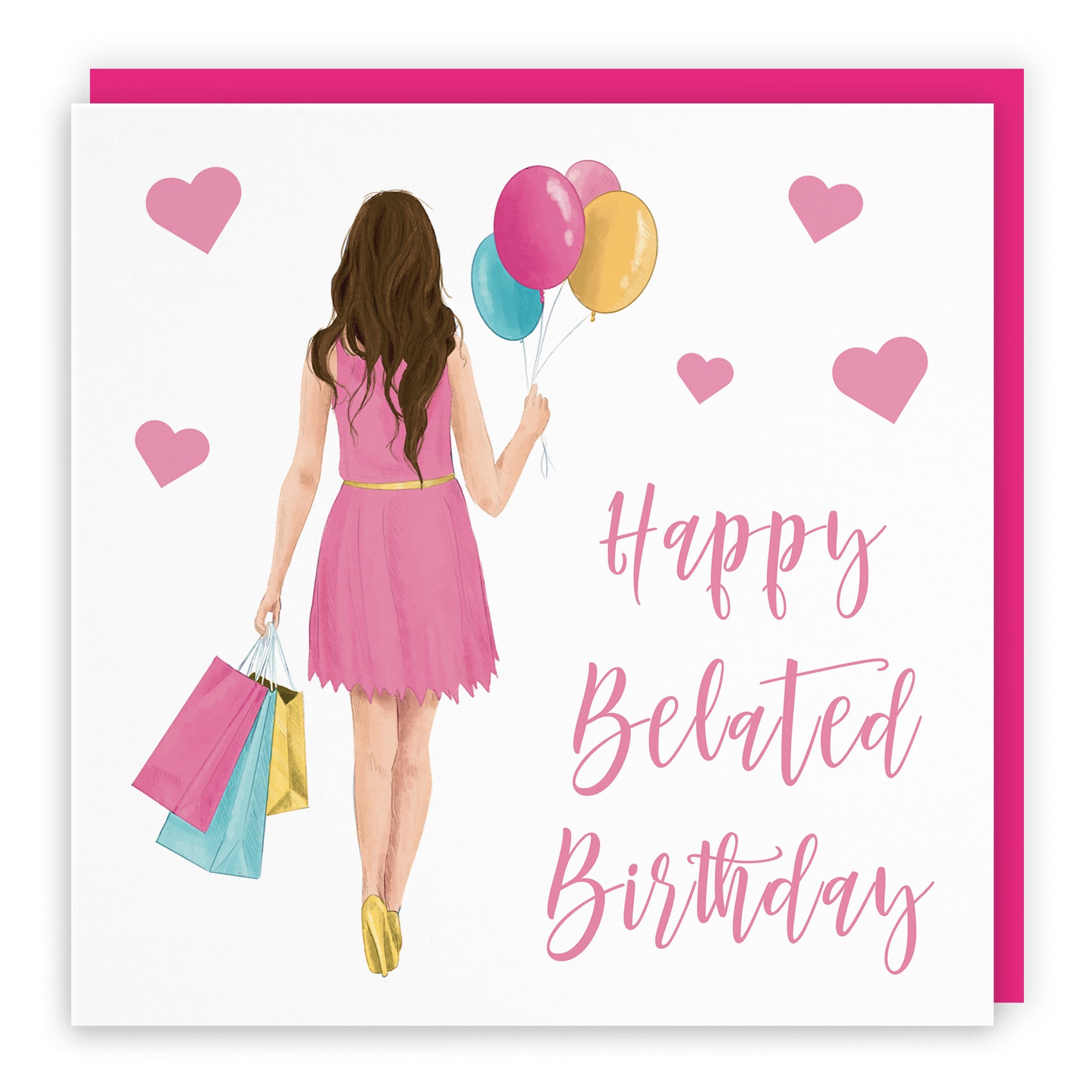 Female Balloons Hearts Birthday Card Iconic