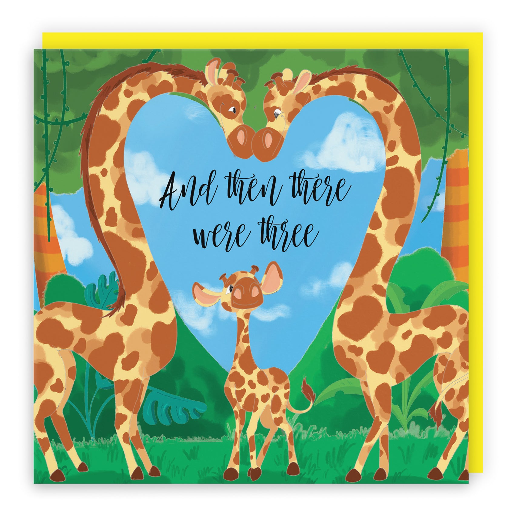 New Baby Card Cute Giraffes Jungle