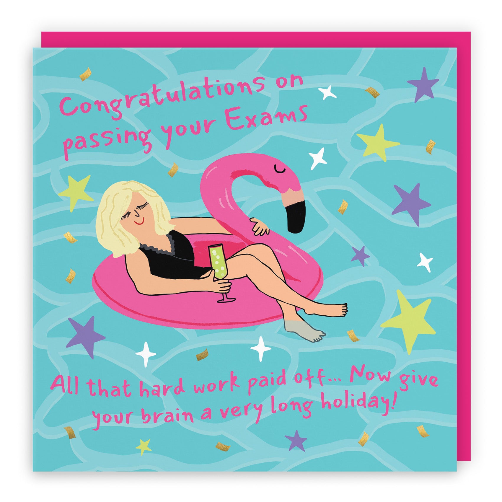 Female Flamingo Float Congratulations Card Laugh Out Loud