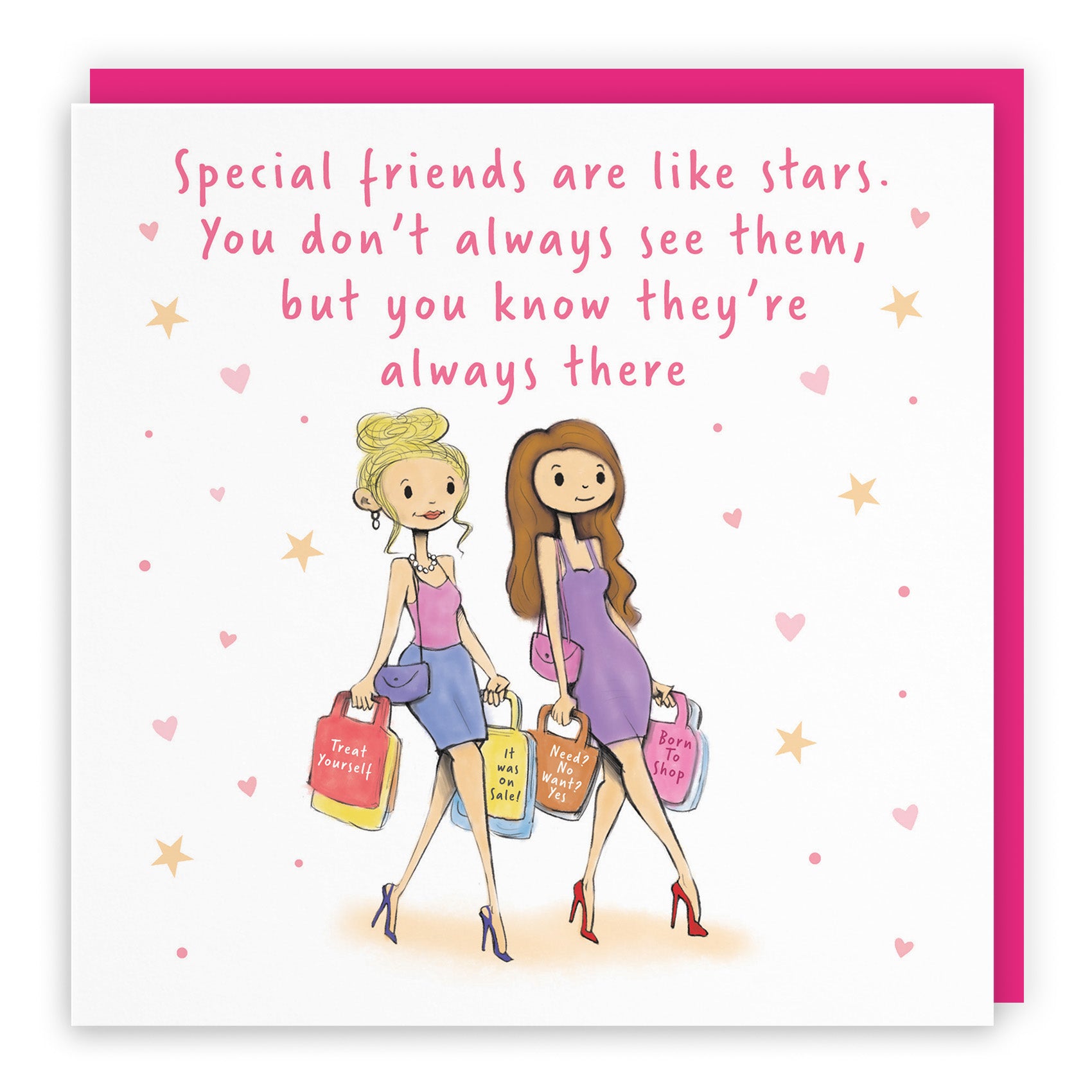 Female Shopping Friendship Card Silly Squiggles