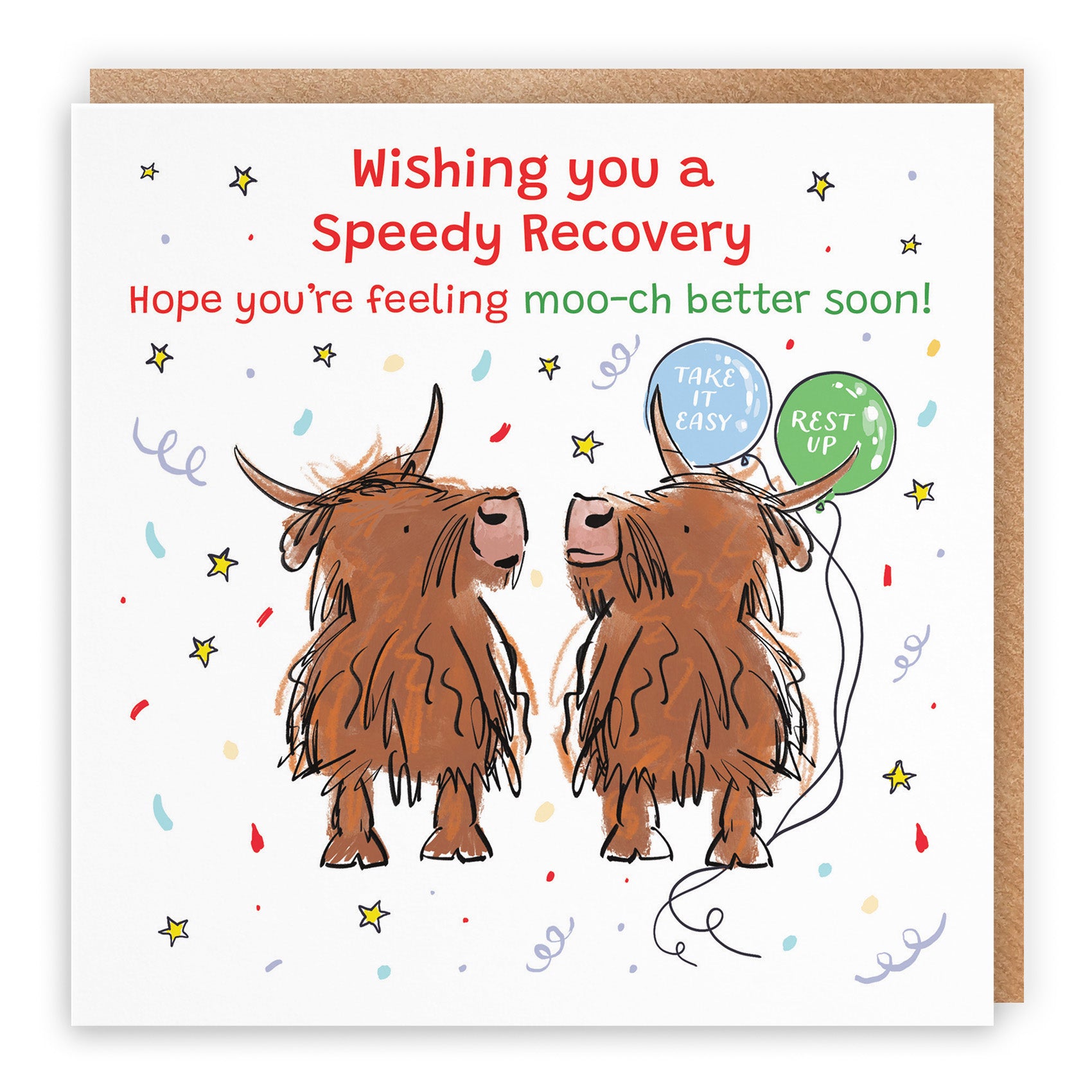 Highland Cows Get Well Card Animal Party