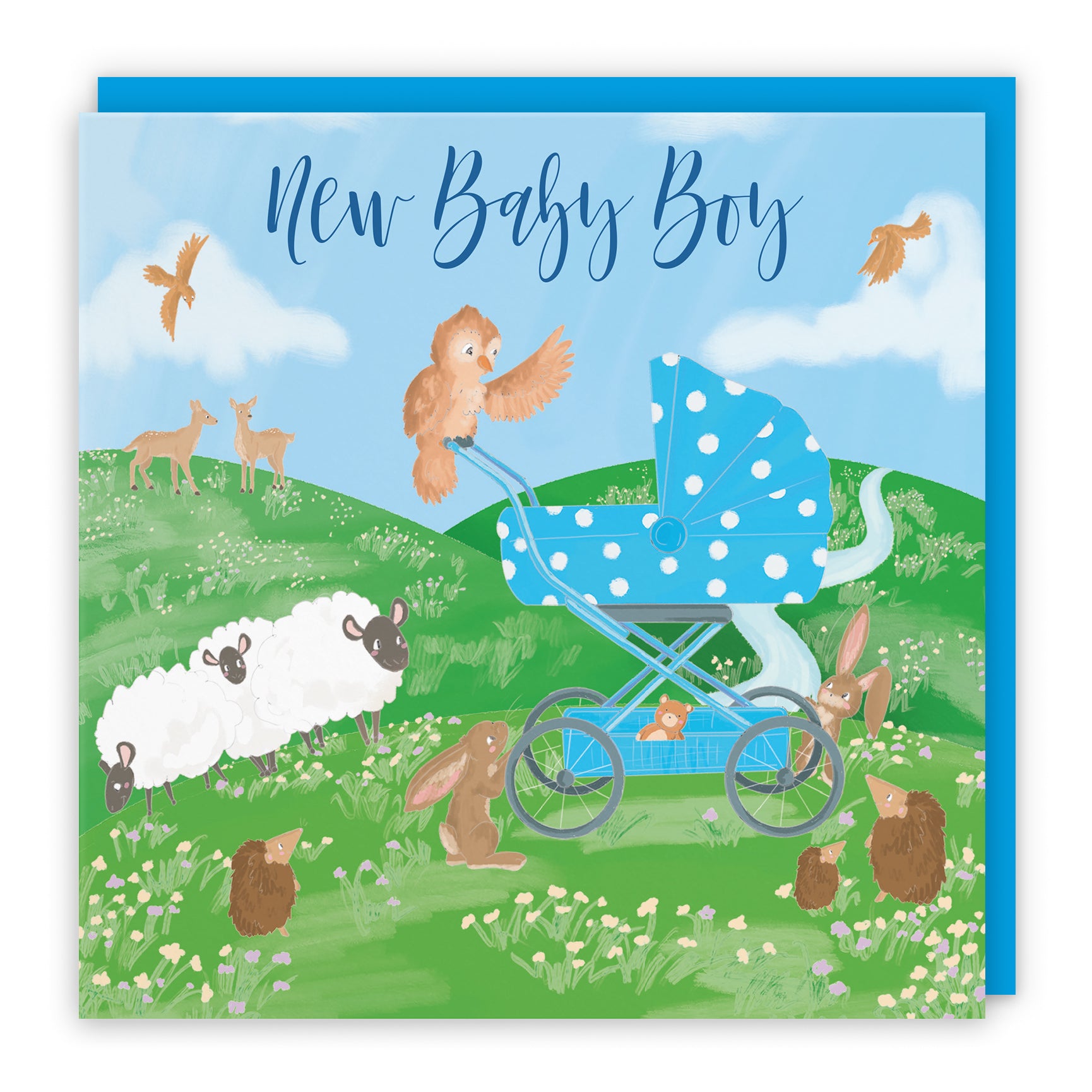 New Baby Card Pram Countryside