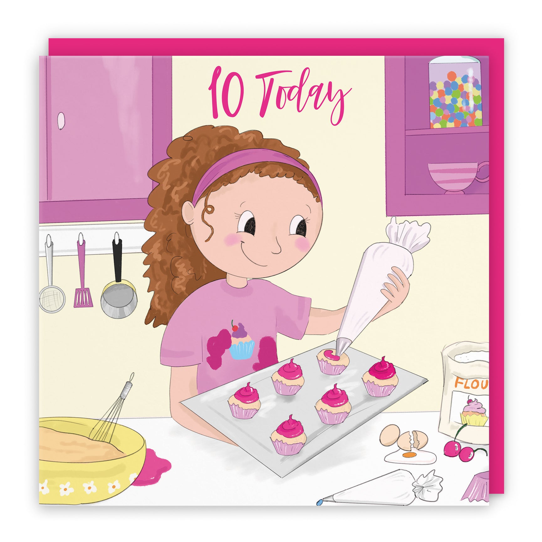 Girls Baking Birthday Card Happy Times